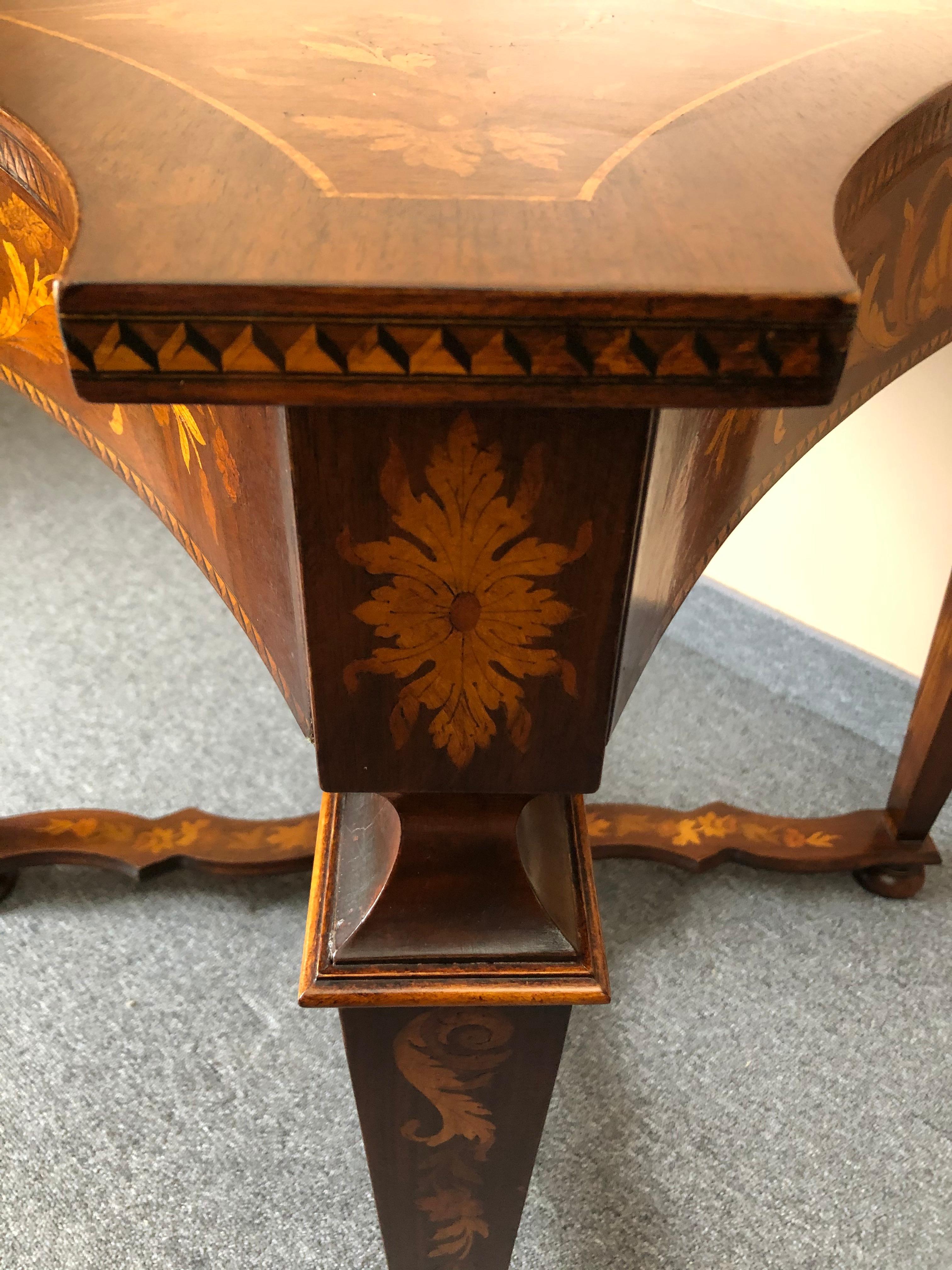 Magnificent Italian Inlaid Marquetry Mixed Wood Center or Game Table 3