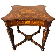 Magnificent Italian Inlaid Marquetry Mixed Wood Center or Game Table