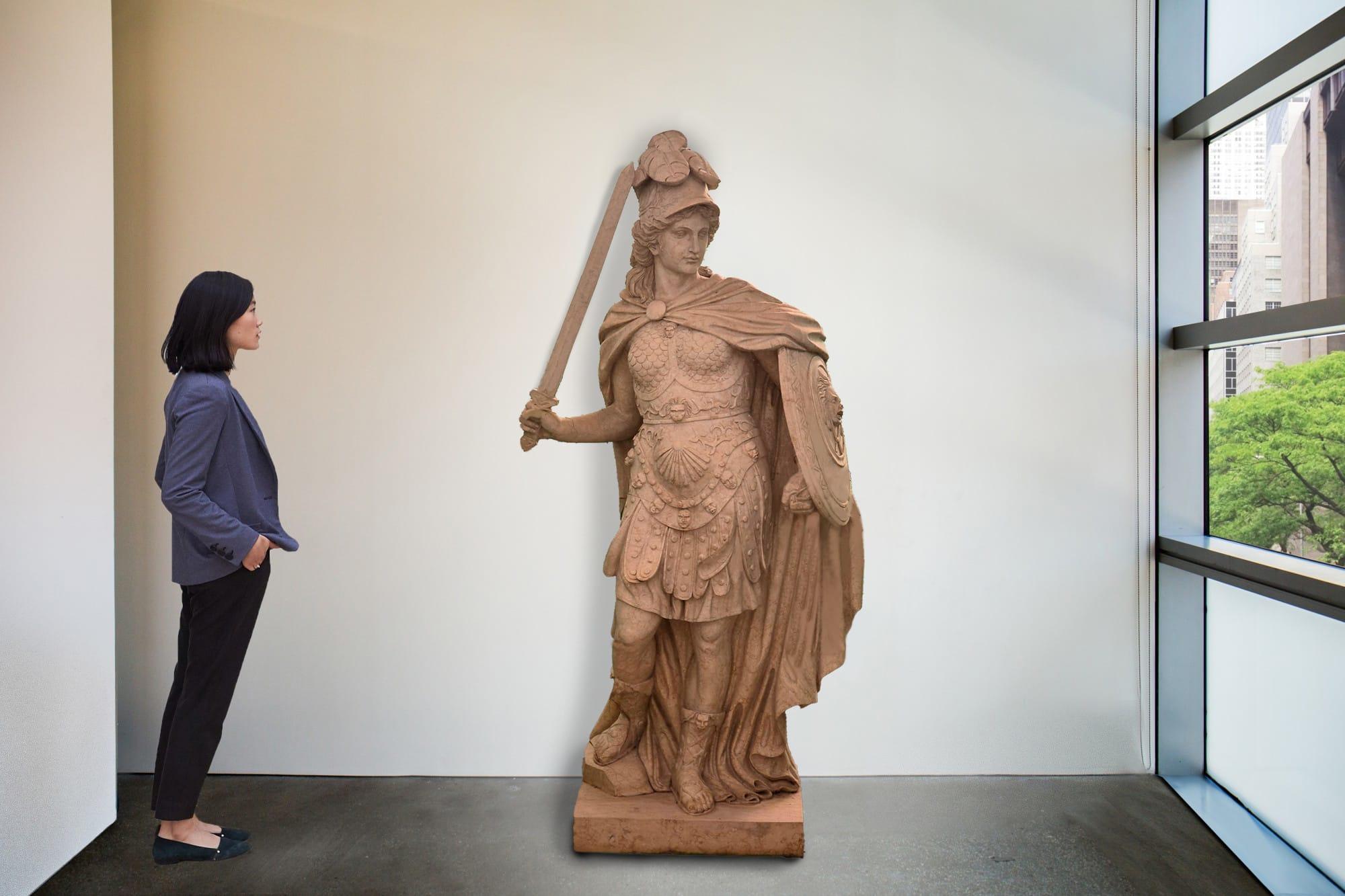 Magnífica Escultura Italiana de Mármol de Minerva - Una Verdadera Obra Maestra 200 CM en venta 1