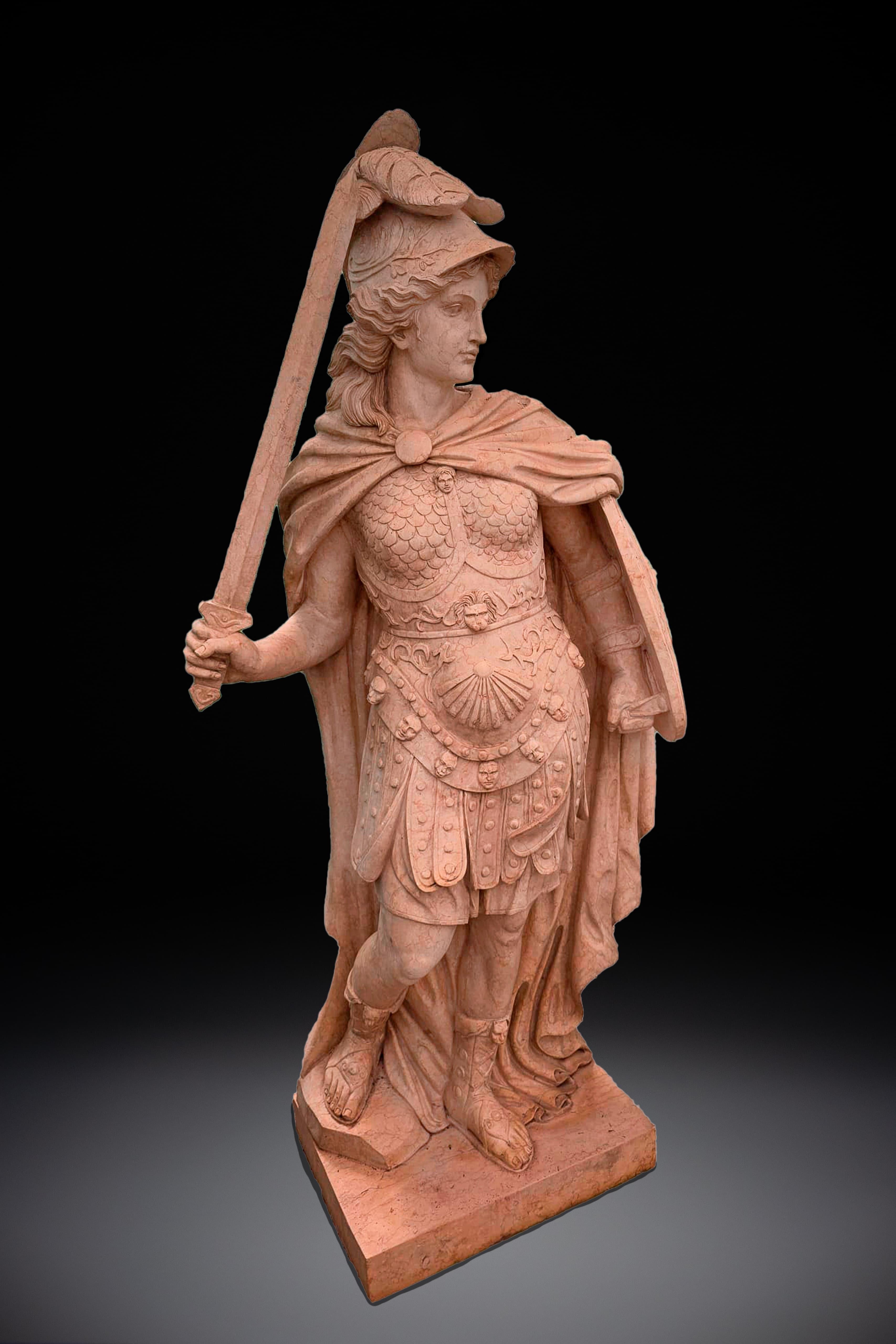 Magnífica Escultura Italiana de Mármol de Minerva - Una Verdadera Obra Maestra 200 CM en venta 2