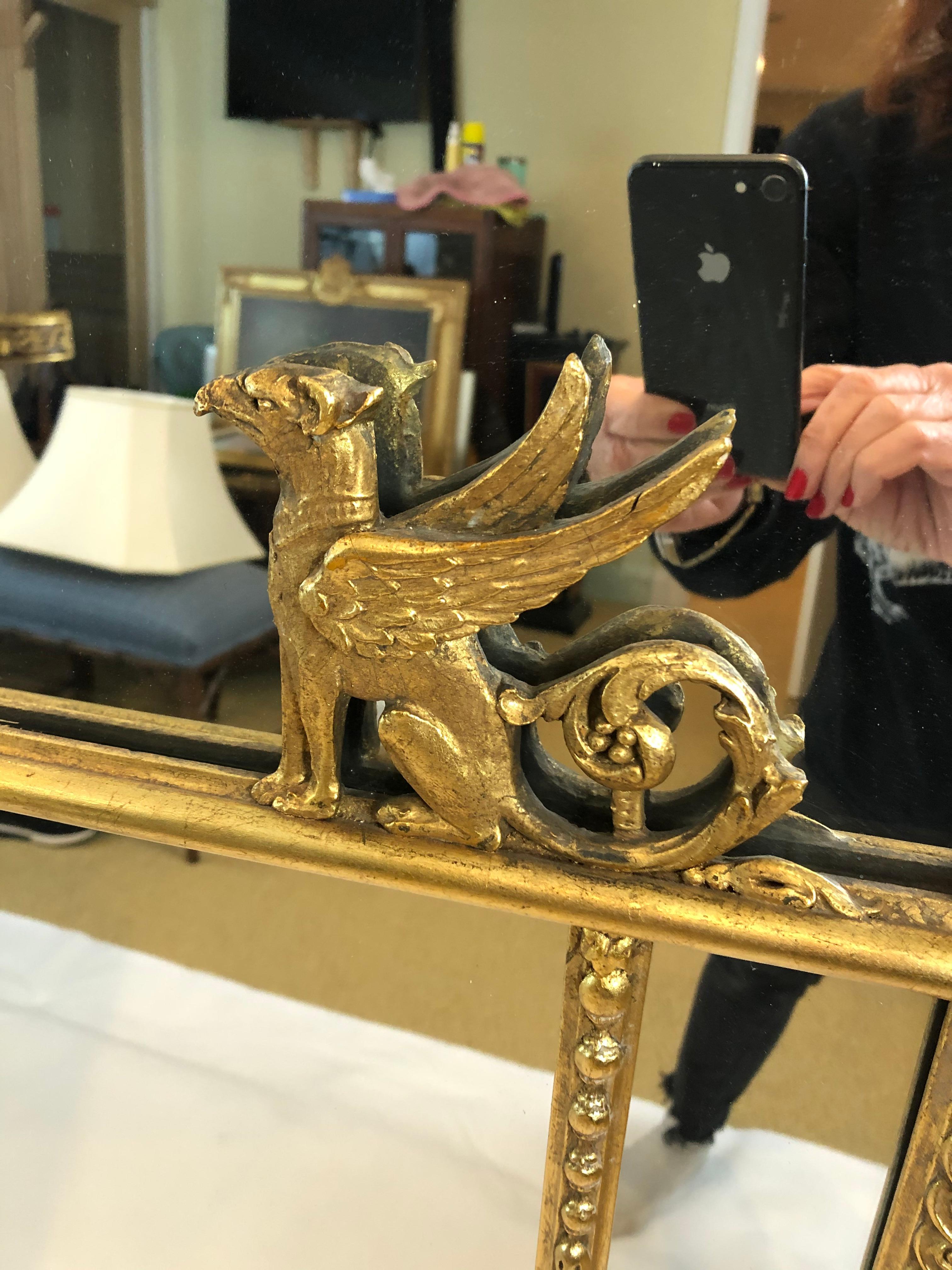 Brass Magnificent Italian Regency Style Mirror with Figural Cameo