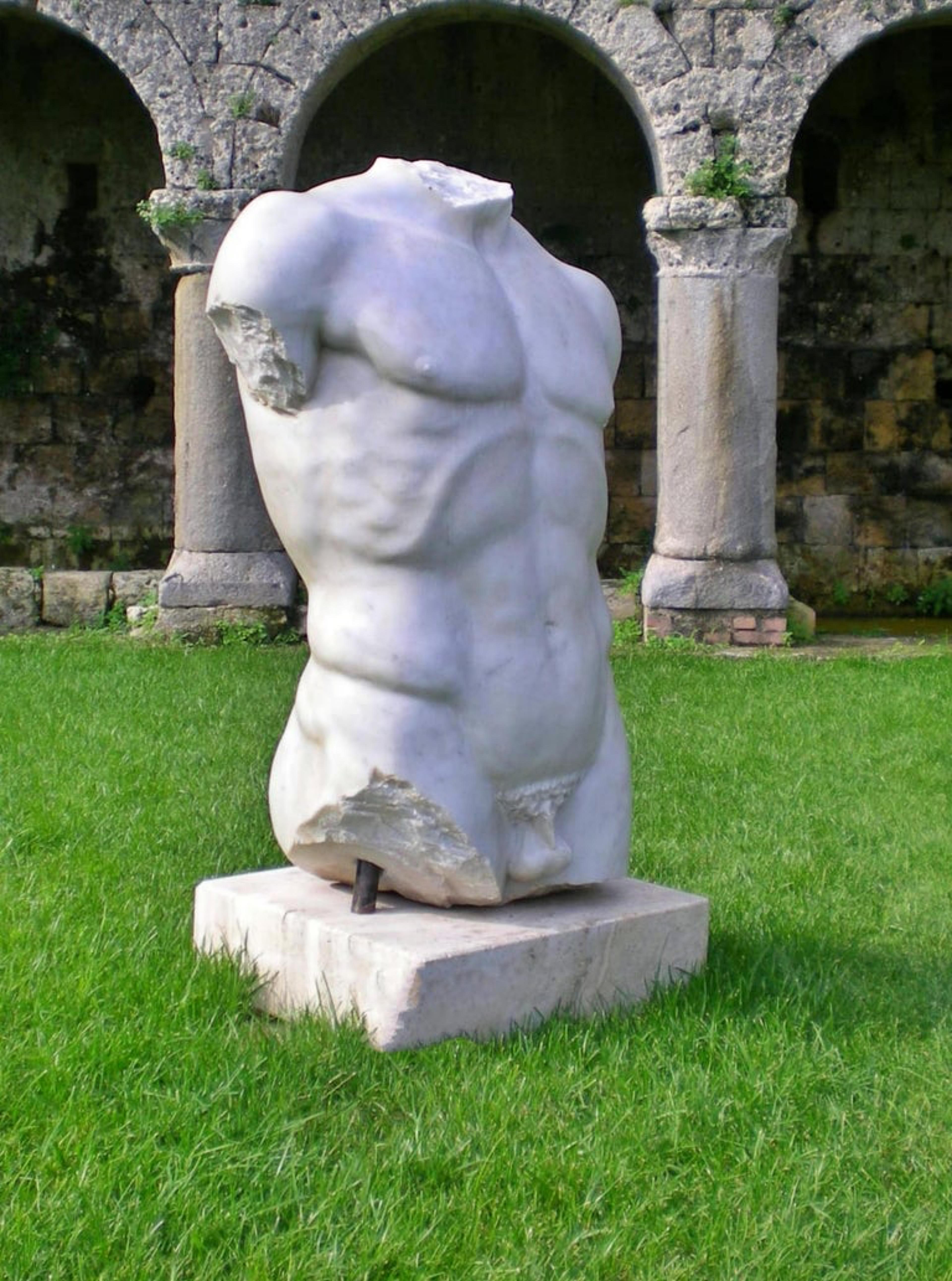 Modern Magnificent Italian Torso Carrara Marble, Early 20th Century For Sale