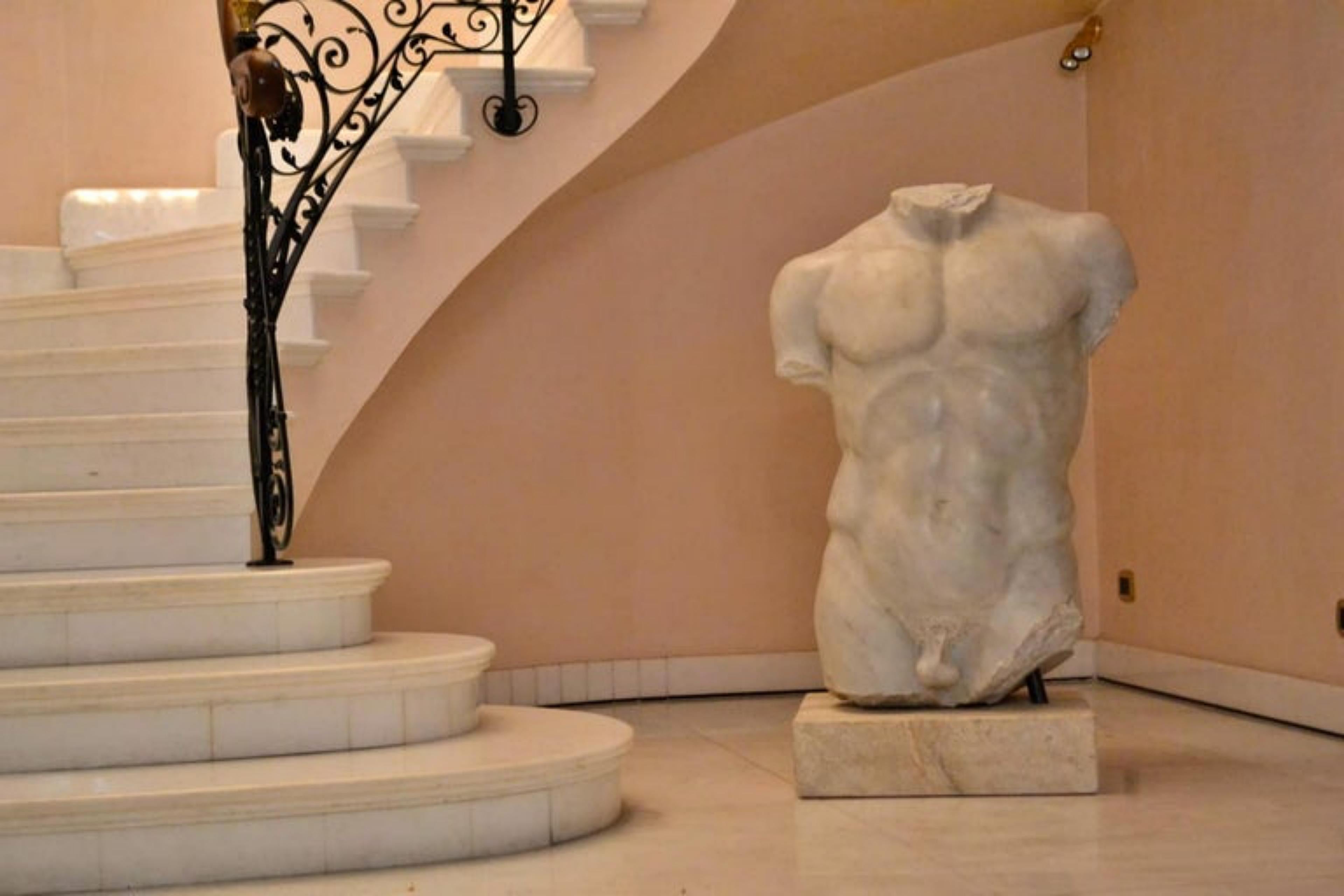 Hand-Crafted Magnificent Italian Torso Carrara Marble, Early 20th Century For Sale