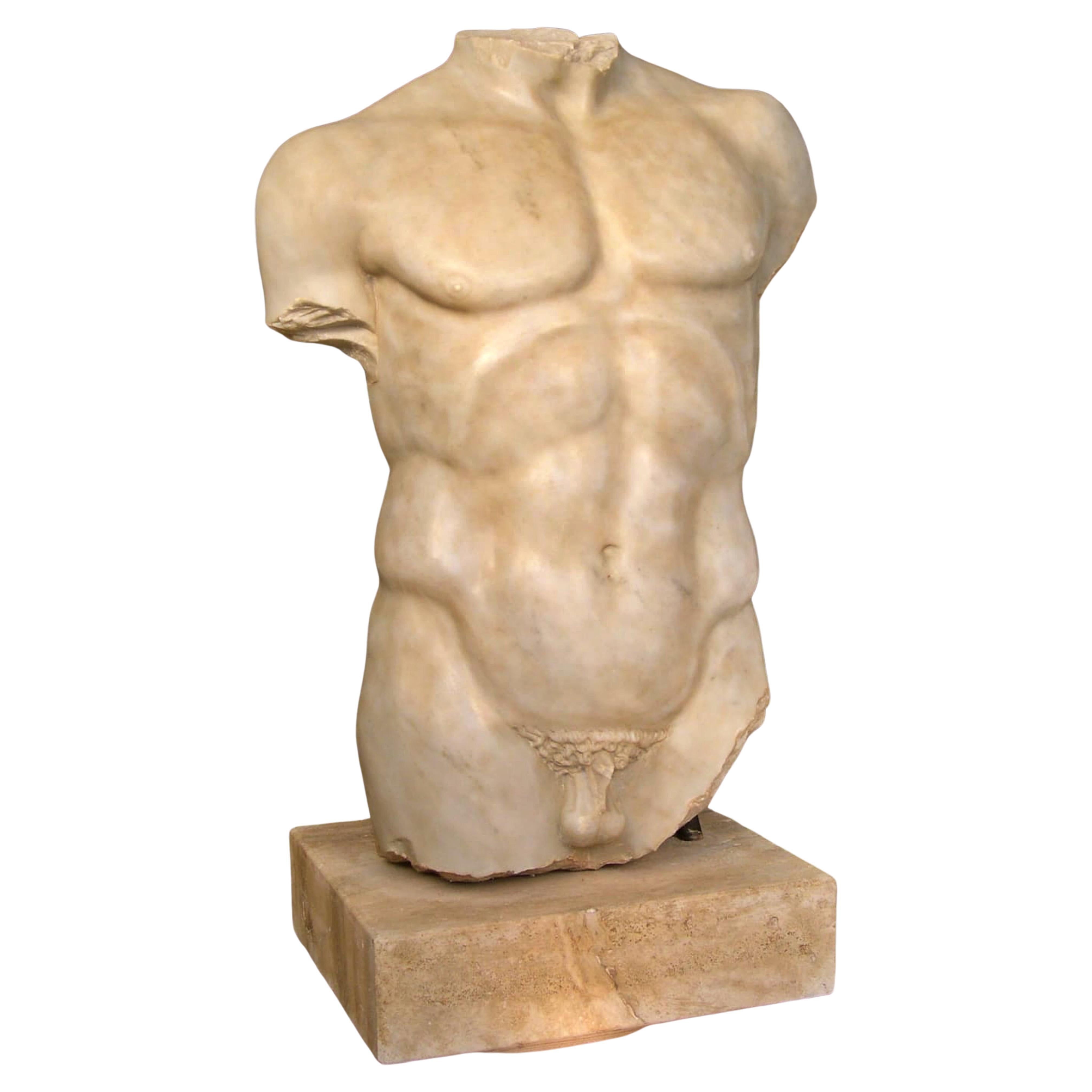 Magnificent Italian Torso Carrara Marble, Early 20th Century