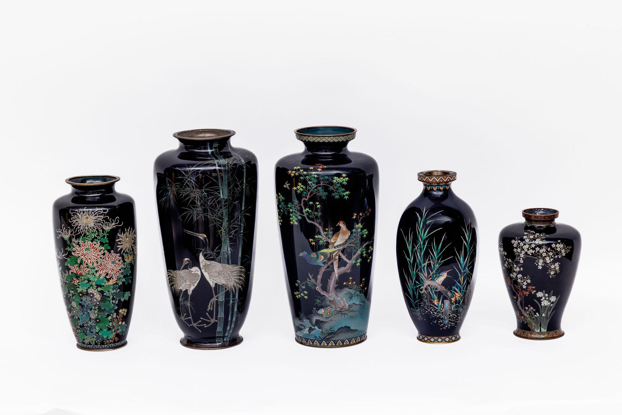 Magnificent Japanese Meiji Cloisonné Enamel Vase with Pheasants, Inaba Co. For Sale 5