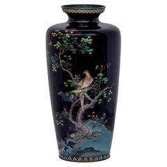 Magnificent Japanese Meiji Cloisonné Enamel Vase with Pheasants, Inaba Co.