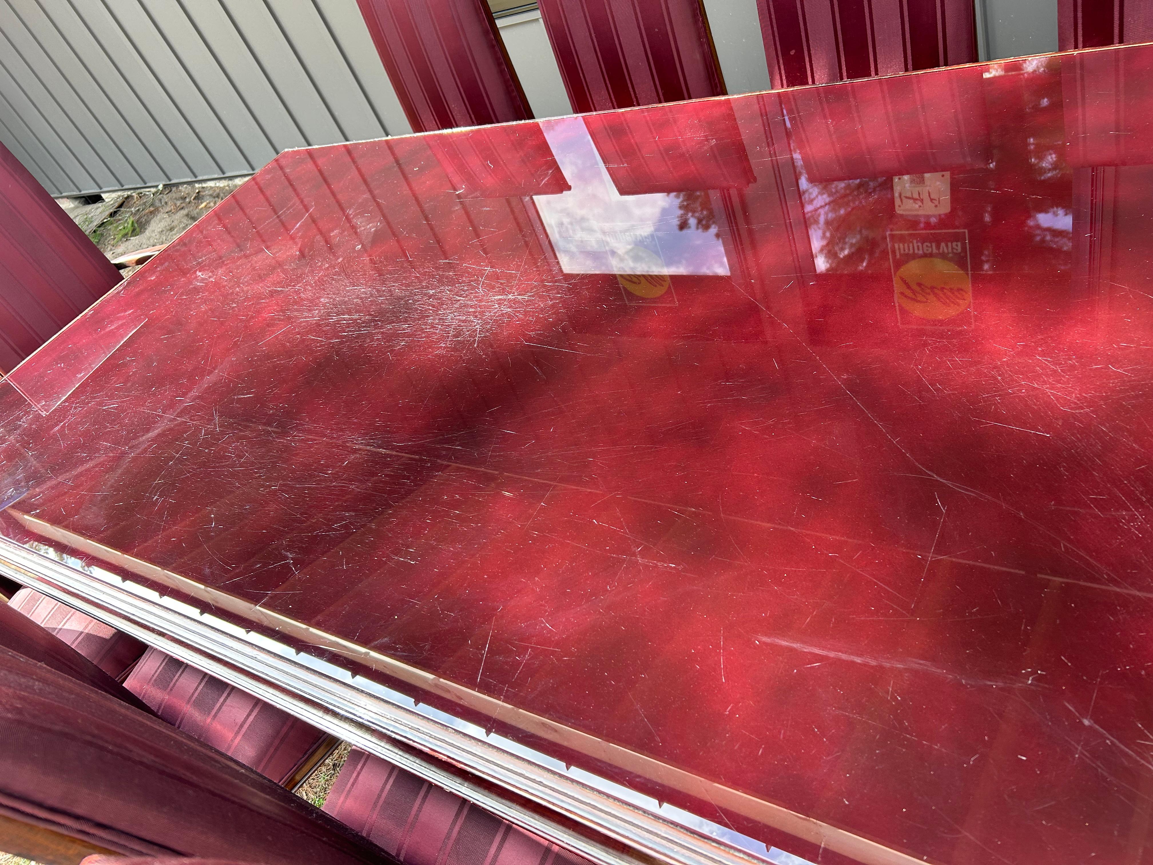 Magnifique table de salle à manger Art Déco Jean Pascaud en verre et sabots en bronze en vente 10