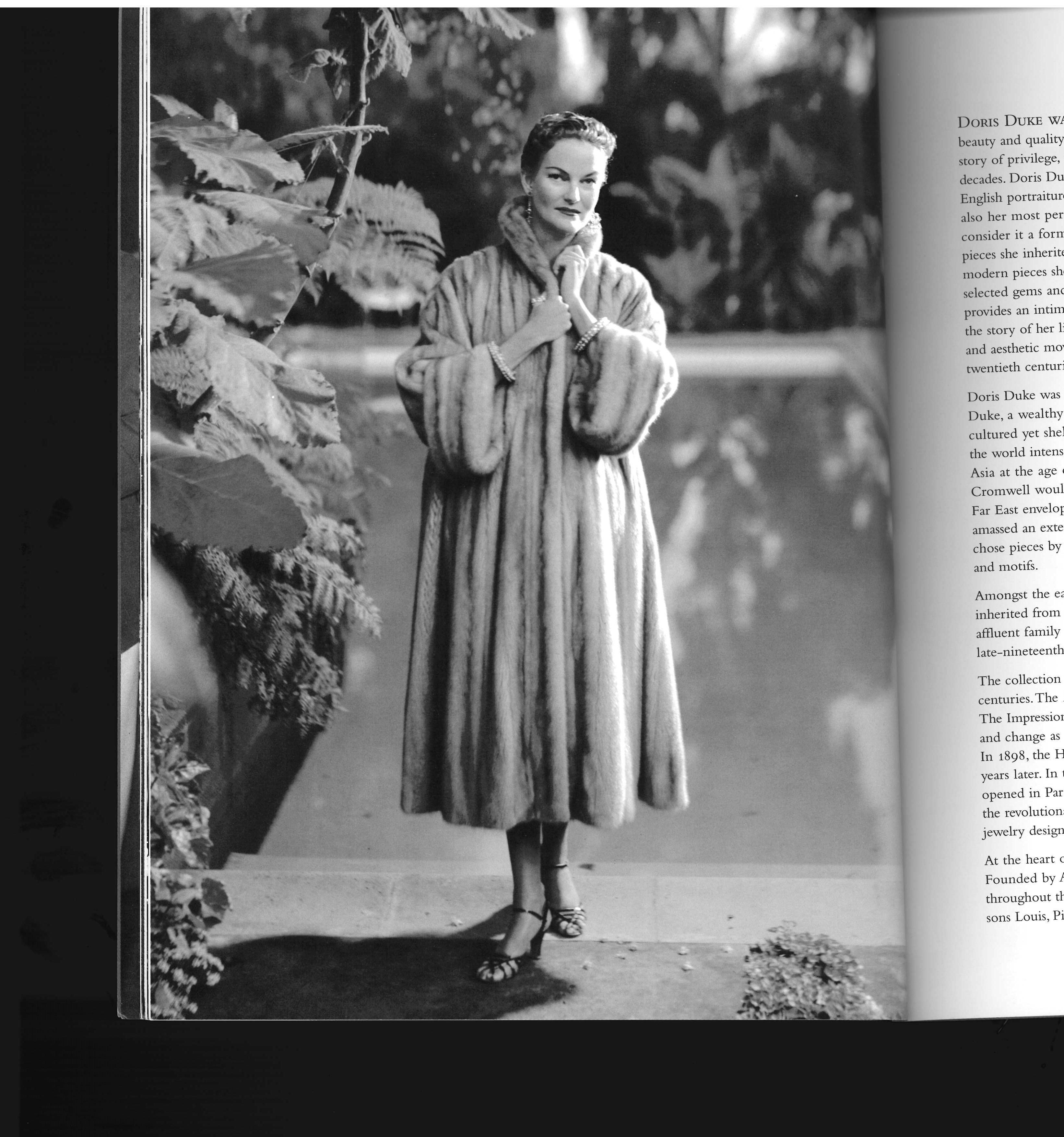 Christies, Wednesday 2nd June 2004
A beautiful sale catalogue produced by Christie's for the sale of the legendary jewellery collection of New York socialite and philanthropist Doris Duke. The sale at the time it took place became the largest