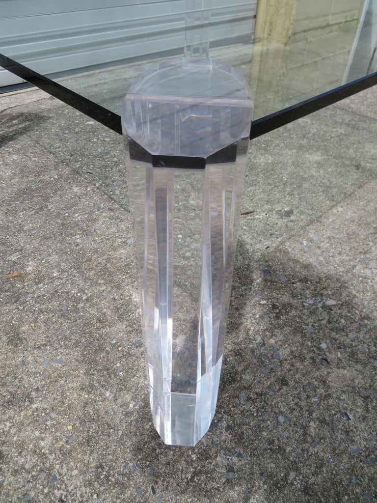 Magnificent Karl Springer Style Faceted Lucite Pillar ...