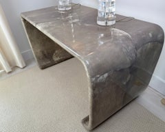 Magnificent Karl Springer Waterfall Console Table in Gray Goatskin Mid-century