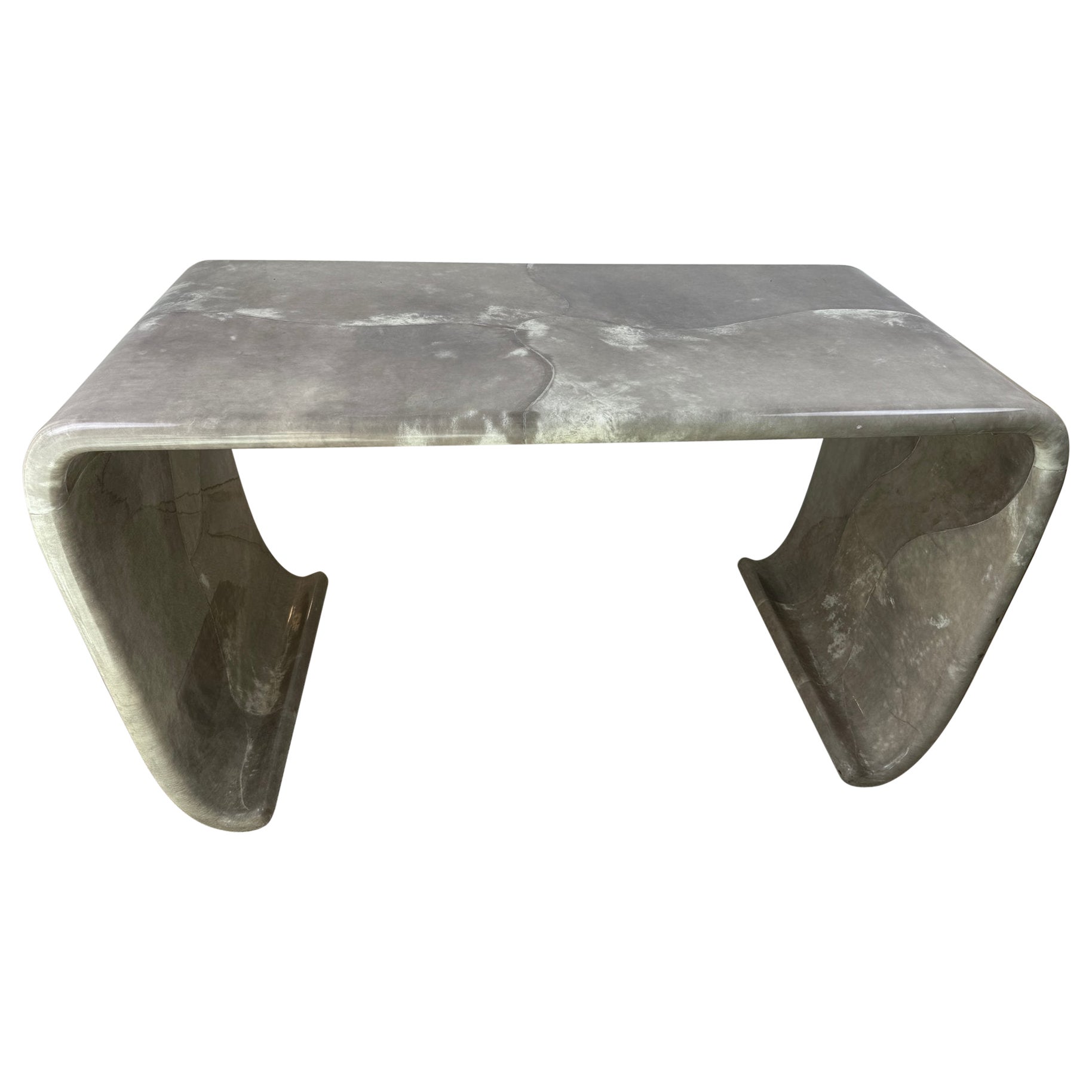 Magnificent Karl Springer Waterfall Console Table in Gray Goatskin Mid-century For Sale