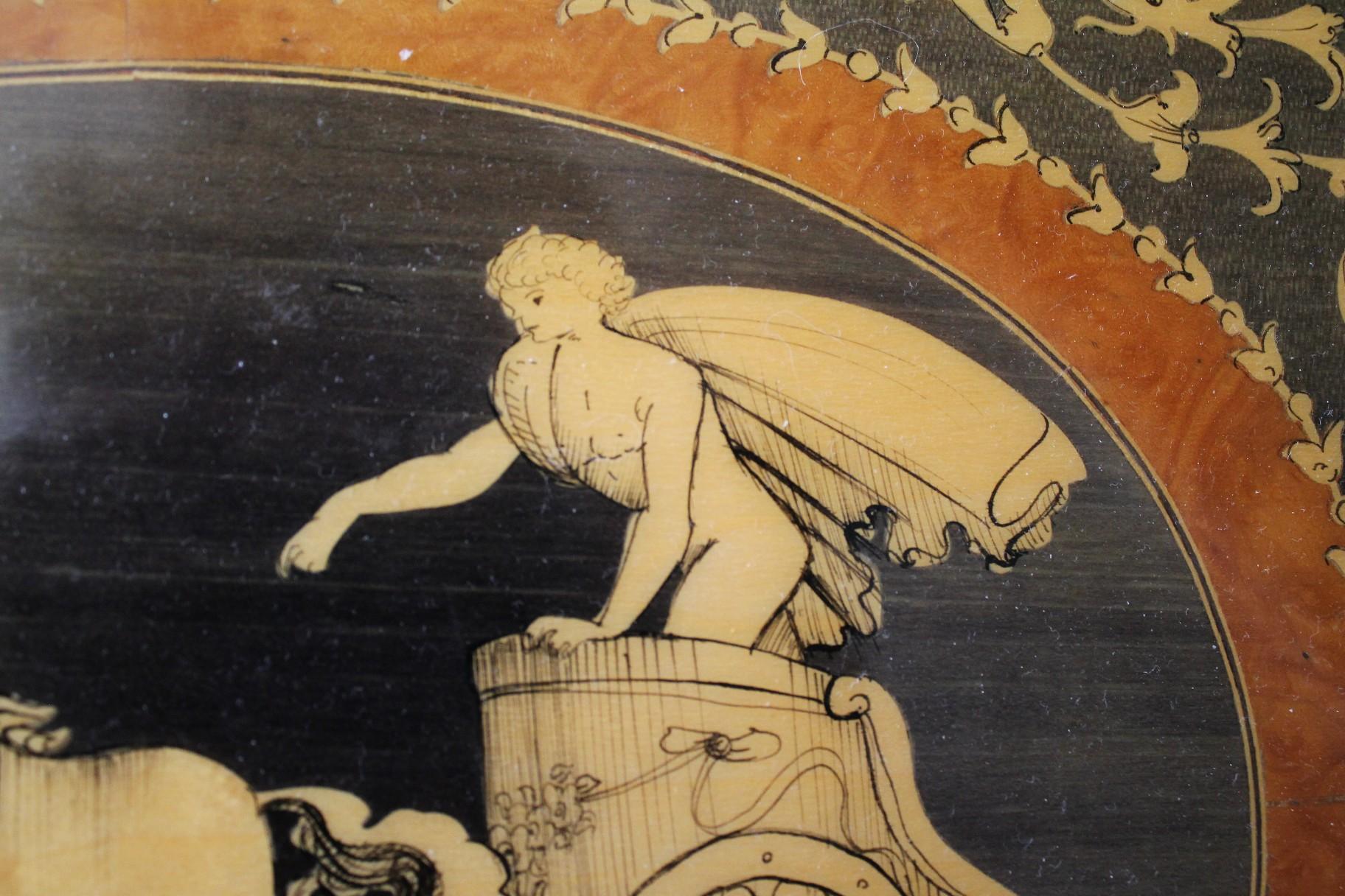 Magnificent Lacquered Hand Painted Formal Italian Table Helios Chariot For Sale 6