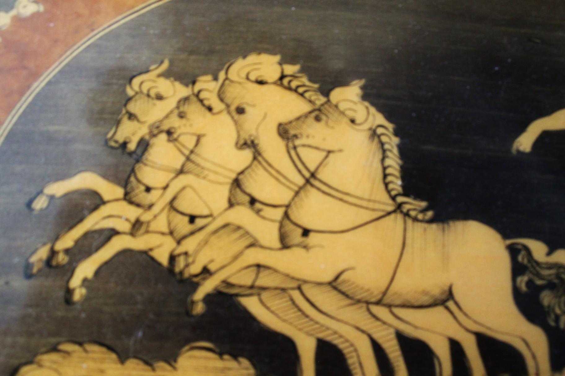 Magnificent Lacquered Hand Painted Formal Italian Table Helios Chariot In Good Condition For Sale In Peoria, AZ