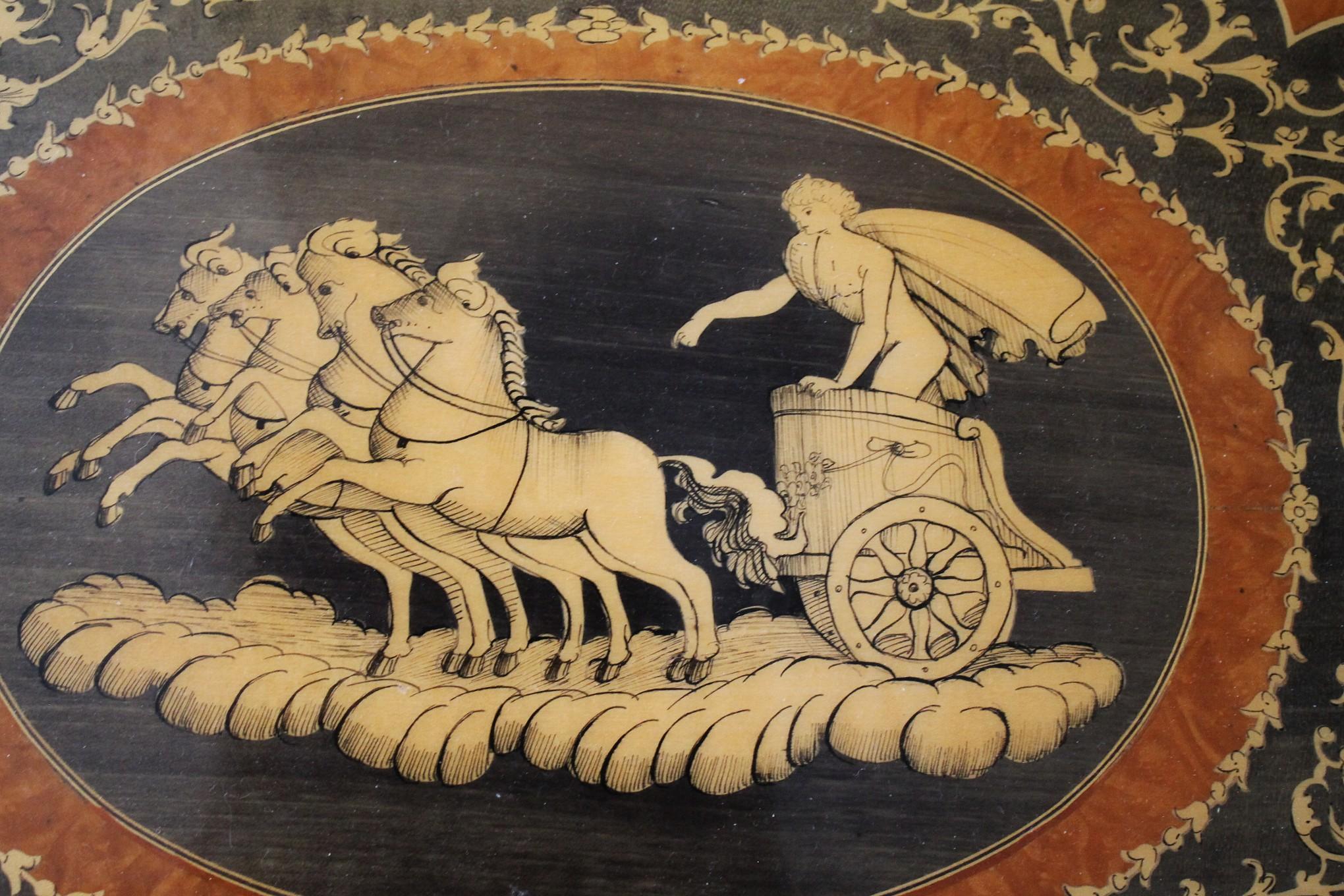 20th Century Magnificent Lacquered Hand Painted Formal Italian Table Helios Chariot For Sale
