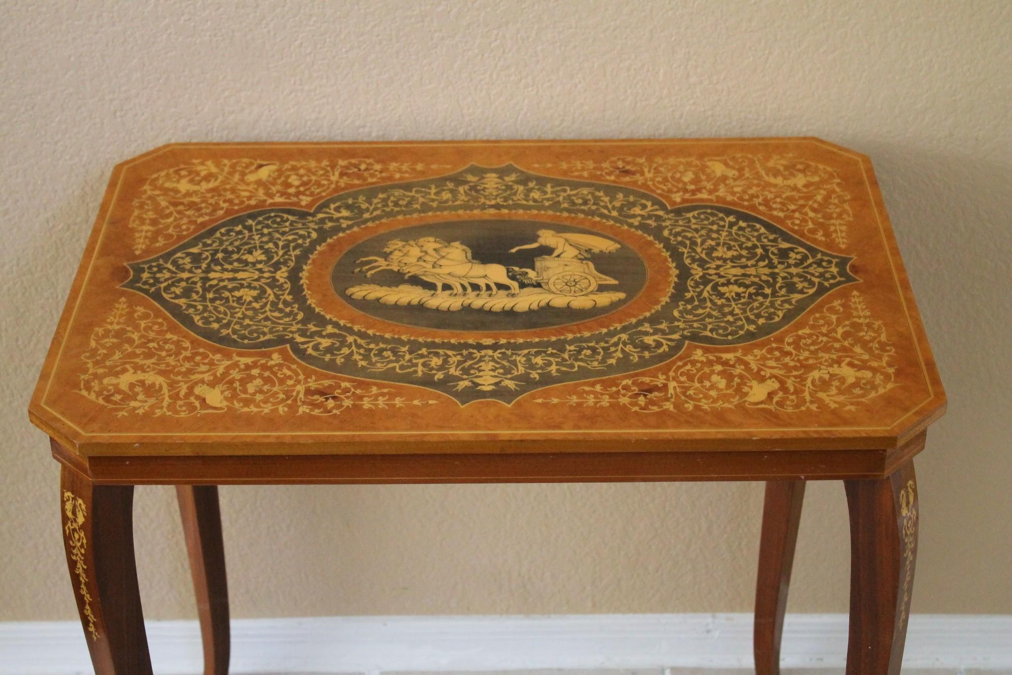 Magnificent Lacquered Hand Painted Formal Italian Table Helios Chariot For Sale 1