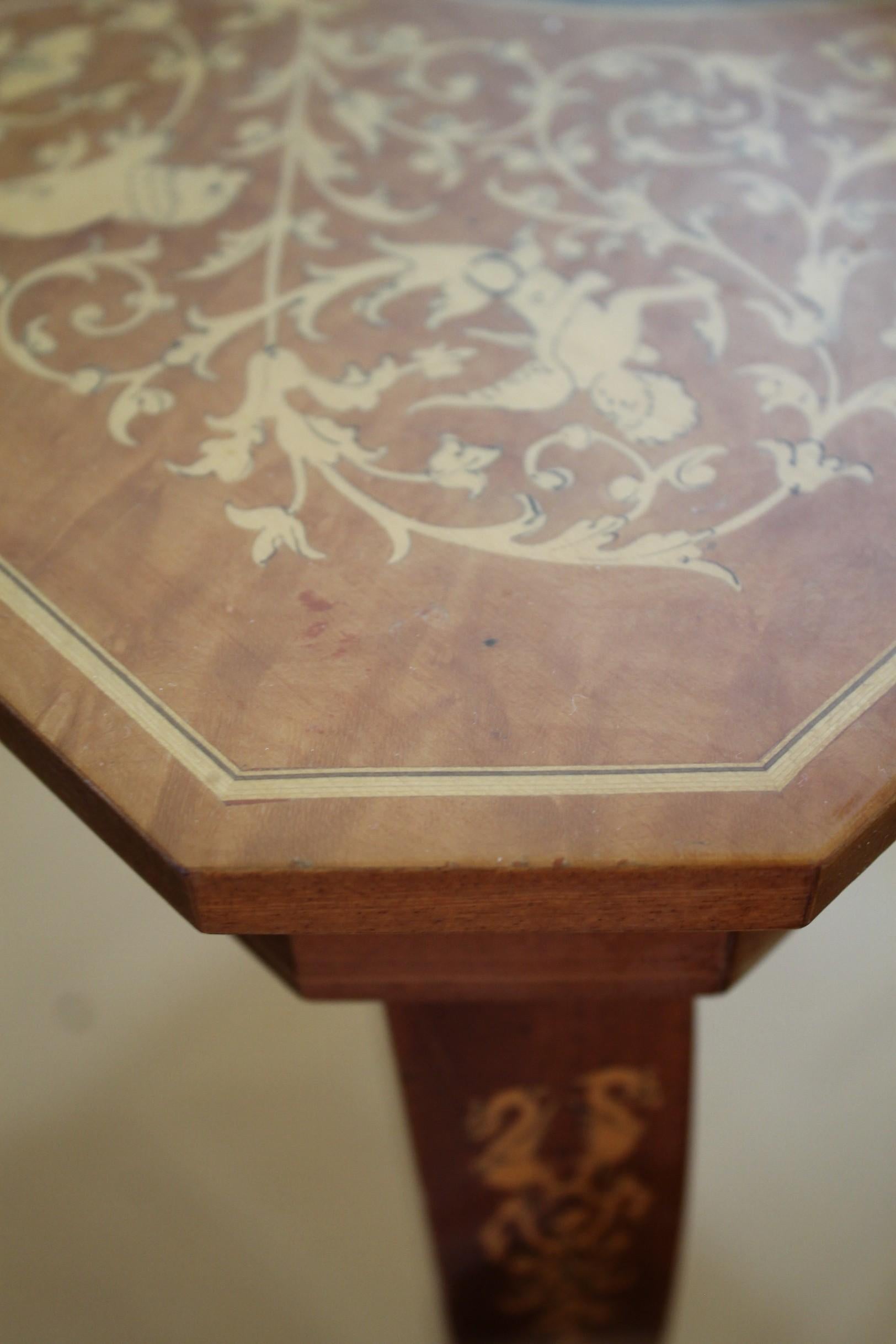 Magnificent Lacquered Hand Painted Formal Italian Table Helios Chariot For Sale 2