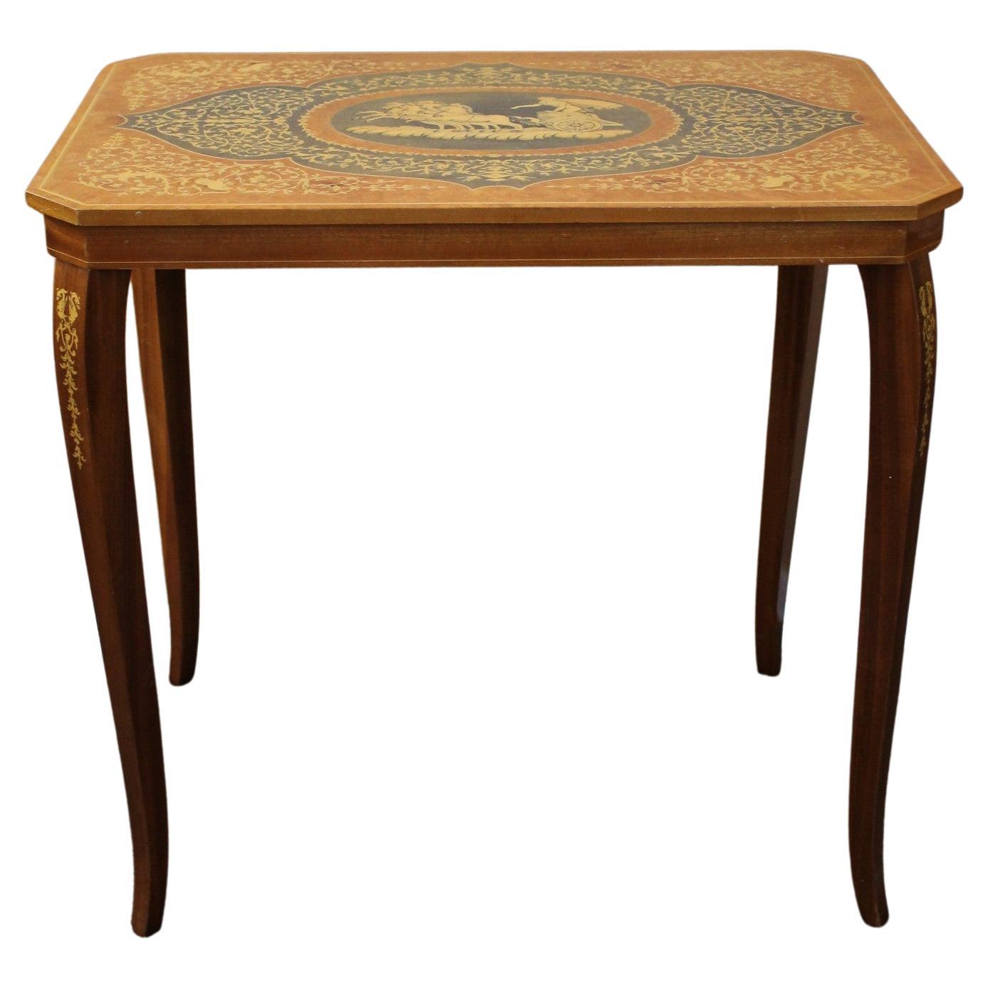Magnificent Lacquered Hand Painted Formal Italian Table Helios Chariot For Sale