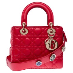 Magnificent Lady Dior small handbag strap in Red cannage leather, GHW