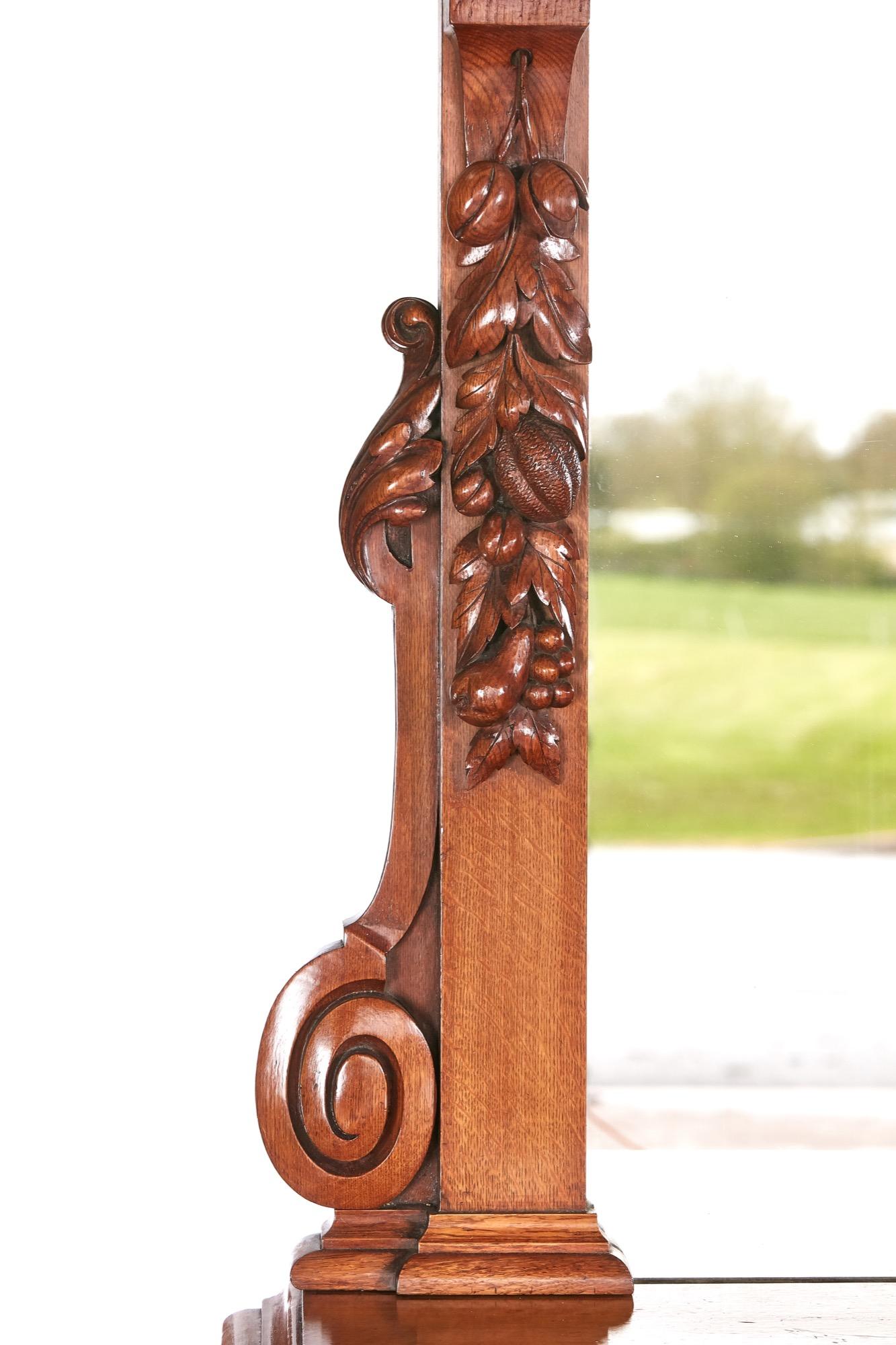 Magnificent Large 19th Century Victorian Carved Oak Mirror Back Sideboard For Sale 11