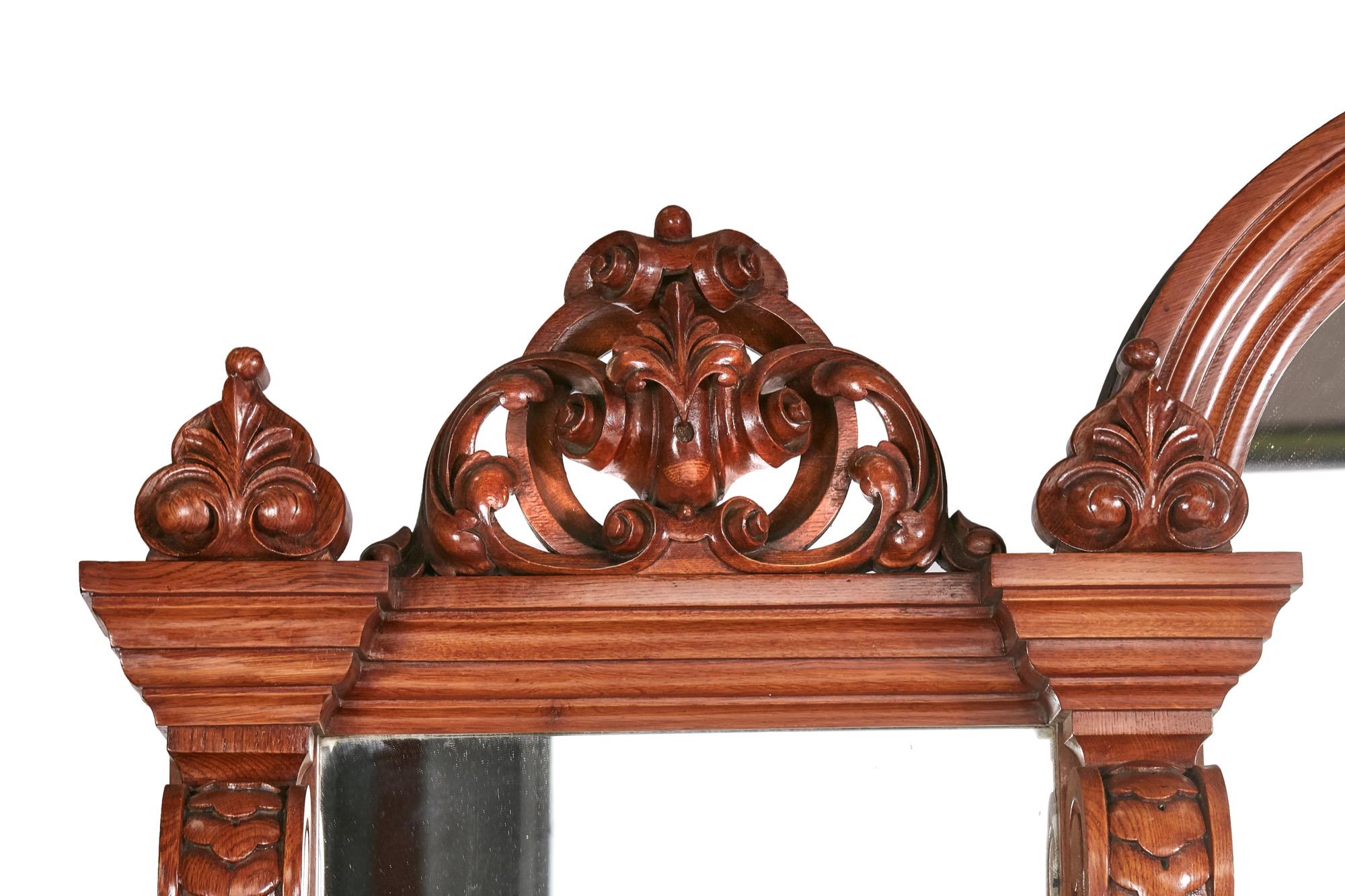 Late Victorian Magnificent Large 19th Century Victorian Carved Oak Mirror Back Sideboard For Sale