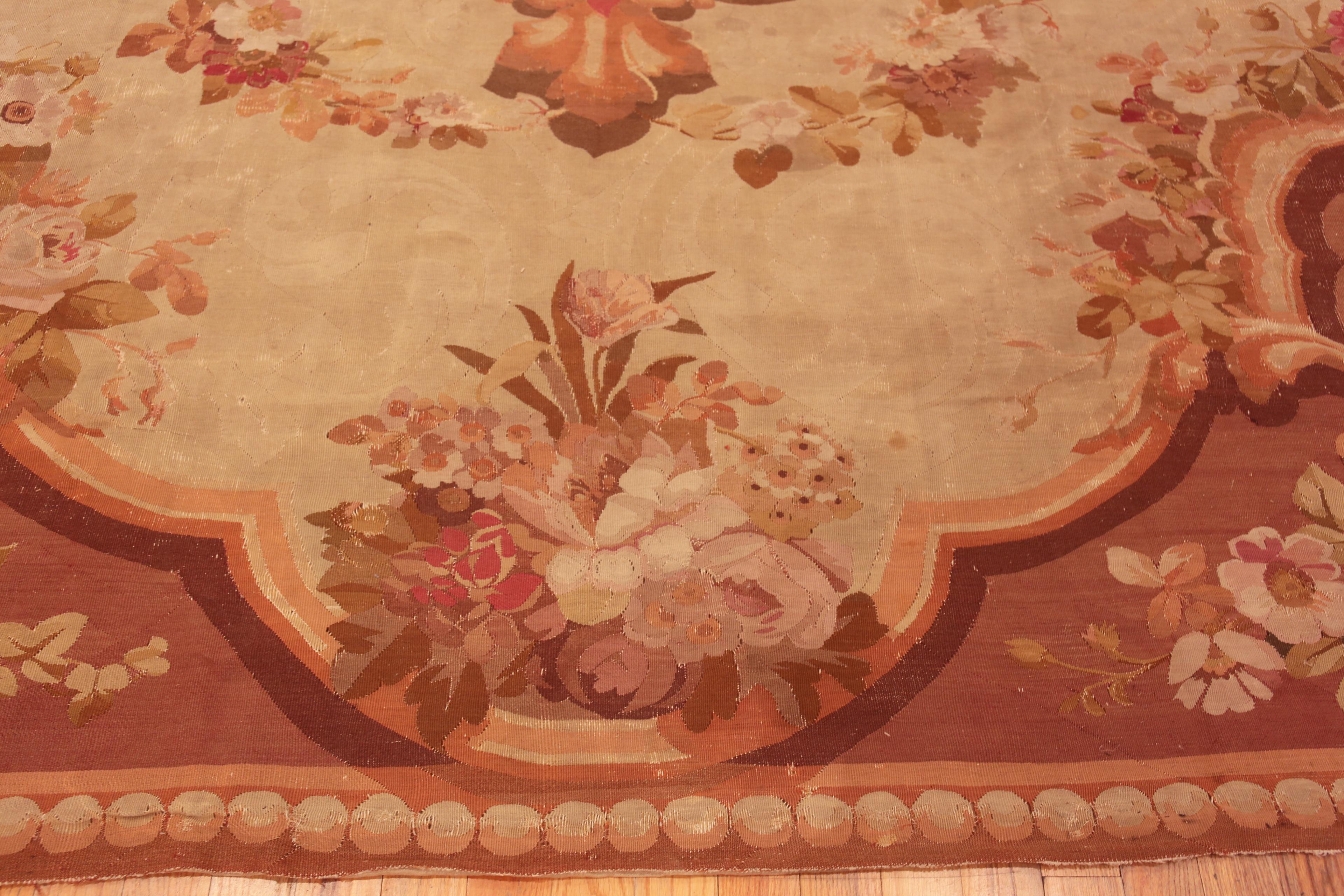 Hand-Woven Magnificent Large Antique 19th Century French Aubusson Rug 12'10