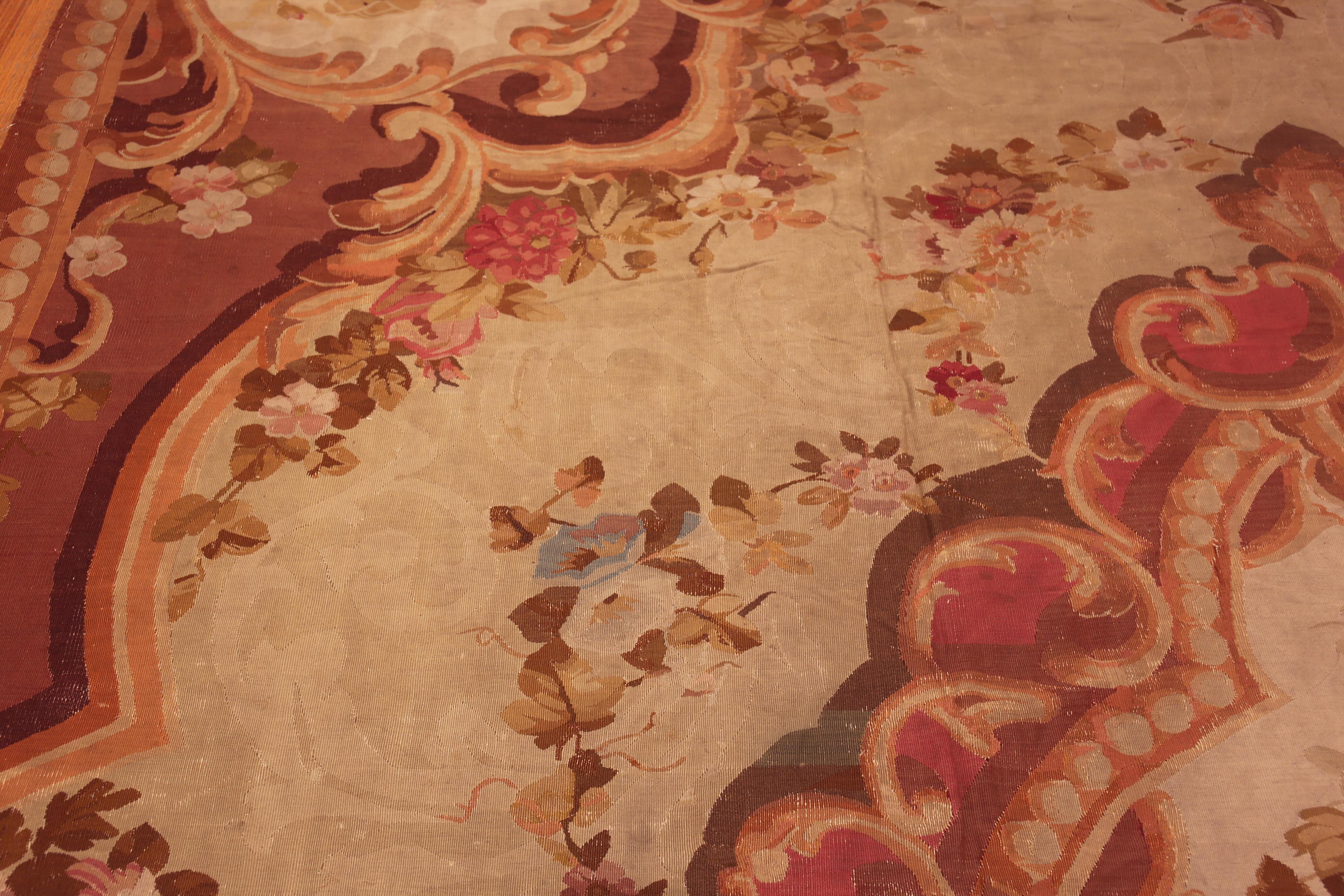 Wool Magnificent Large Antique 19th Century French Aubusson Rug 12'10