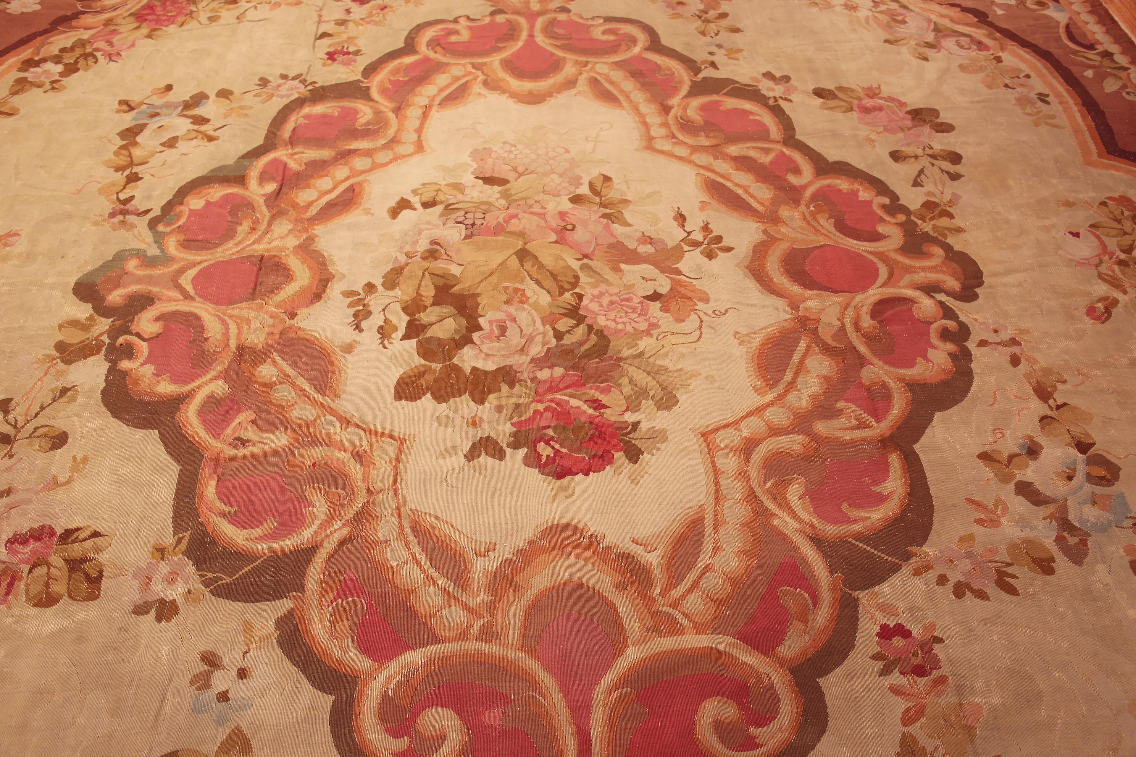 Magnificent Large Antique 19th Century French Aubusson Rug 12'10