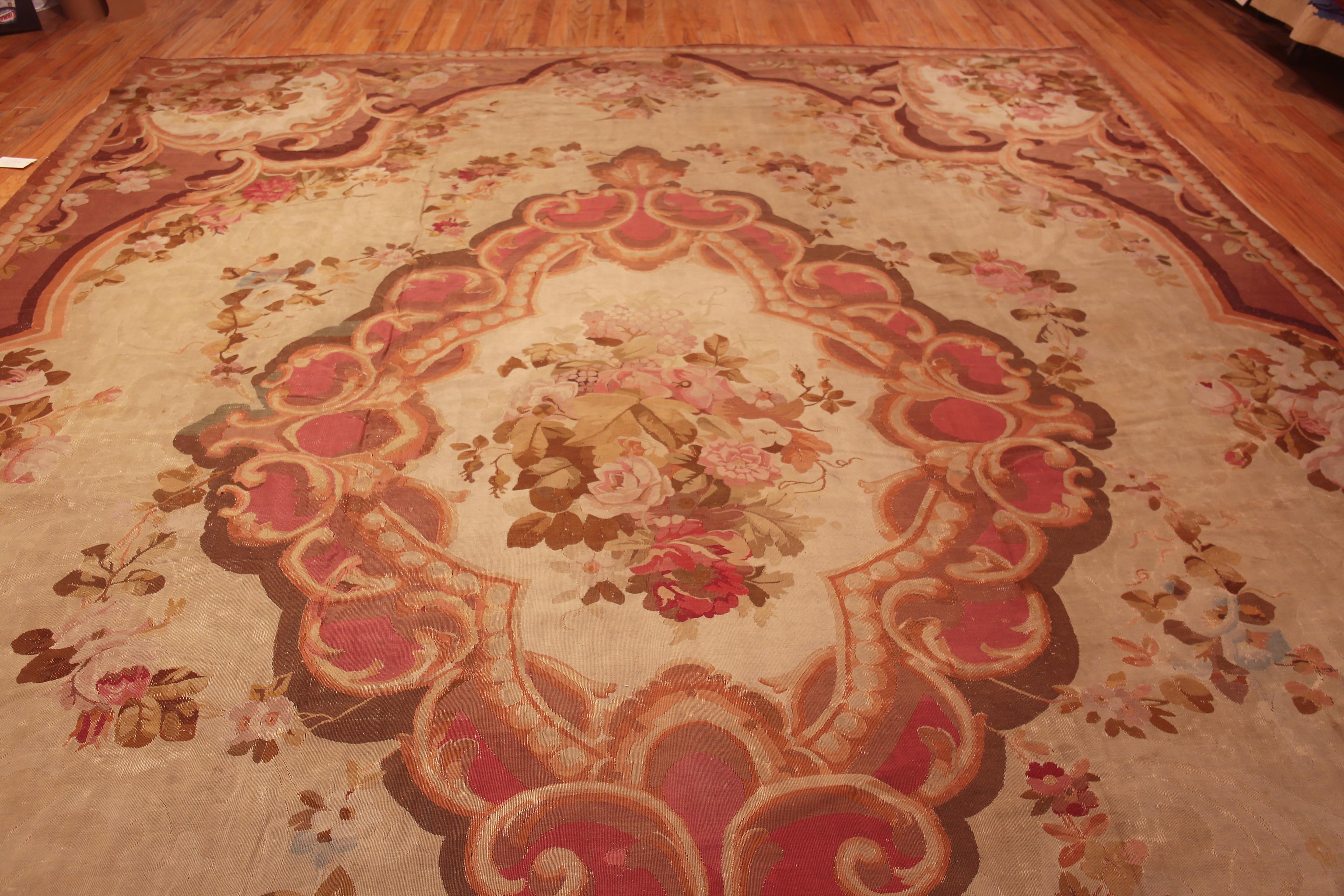 Magnificent Large Antique 19th Century French Aubusson Rug 12'10