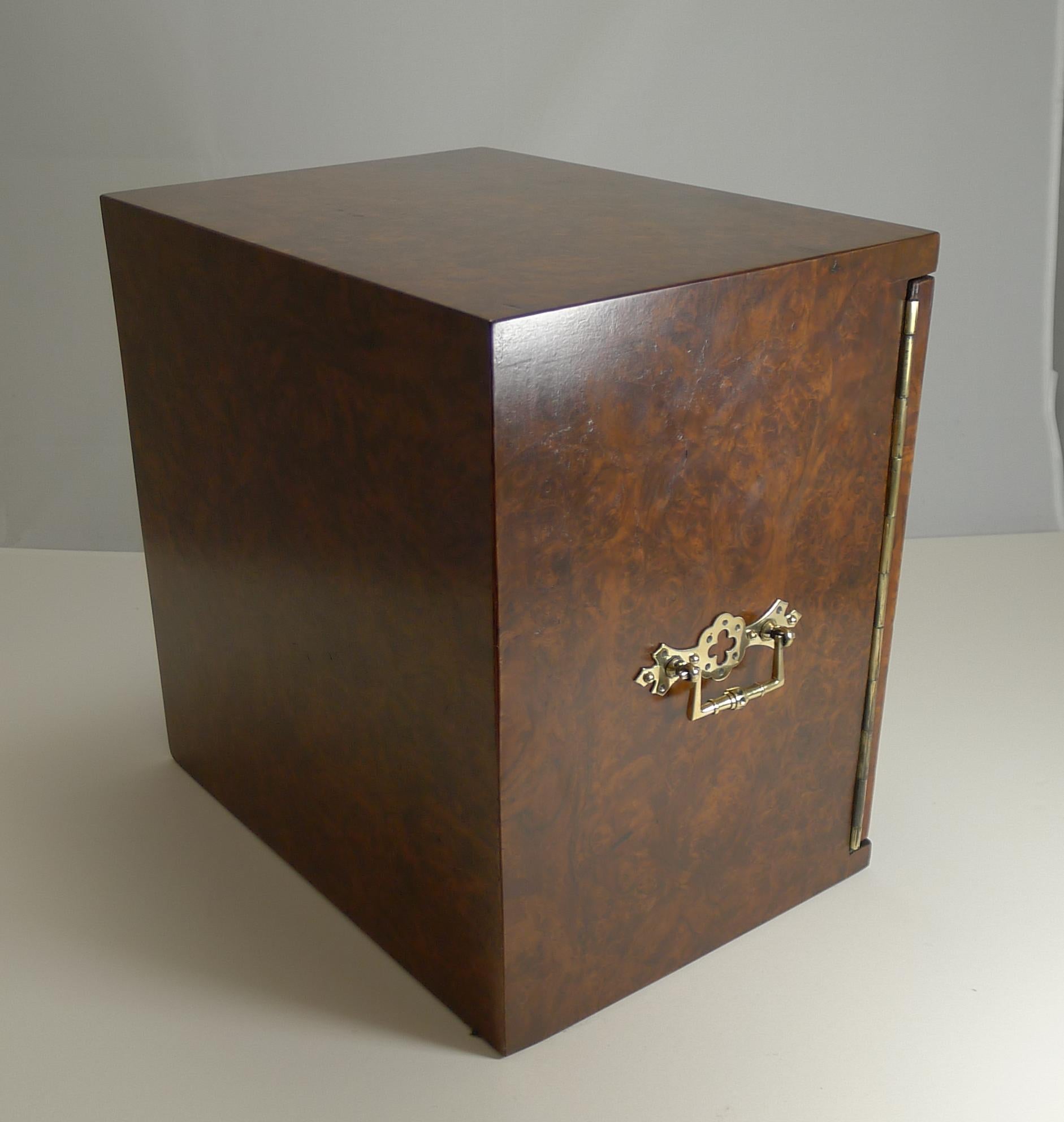 Late 19th Century Magnificent Large Antique English Walnut Cigar Cabinet/Box/Humidor, circa 1890