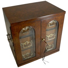 Magnificent Large Used English Walnut Cigar Cabinet/Box/Humidor, circa 1890