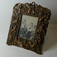 Magnificent Large Antique French Photograph / Picture Frame c.1900, Cherubs