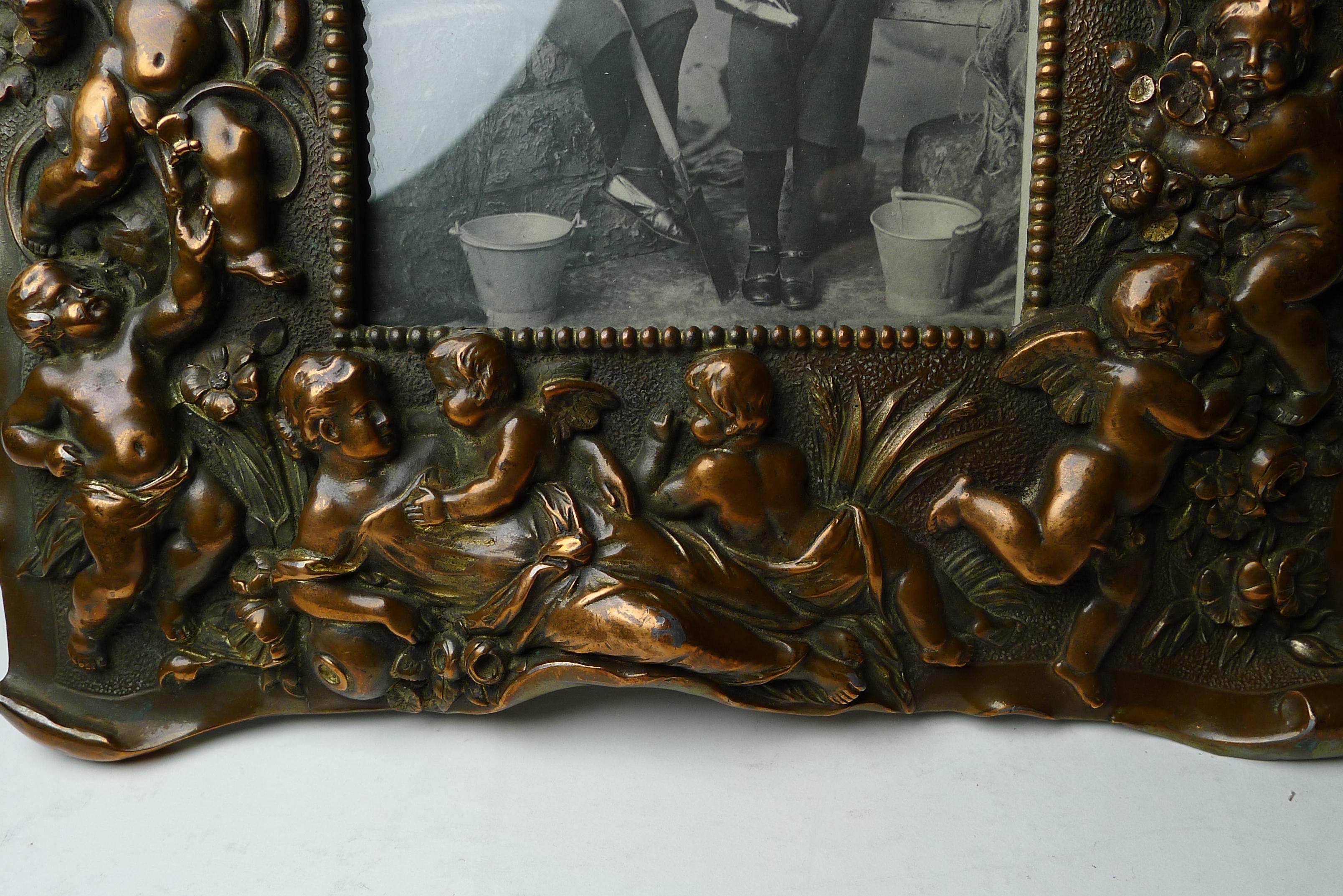 Edwardian Magnificent Large Antique French Photograph / Picture Frame c.1900, Cherubs For Sale