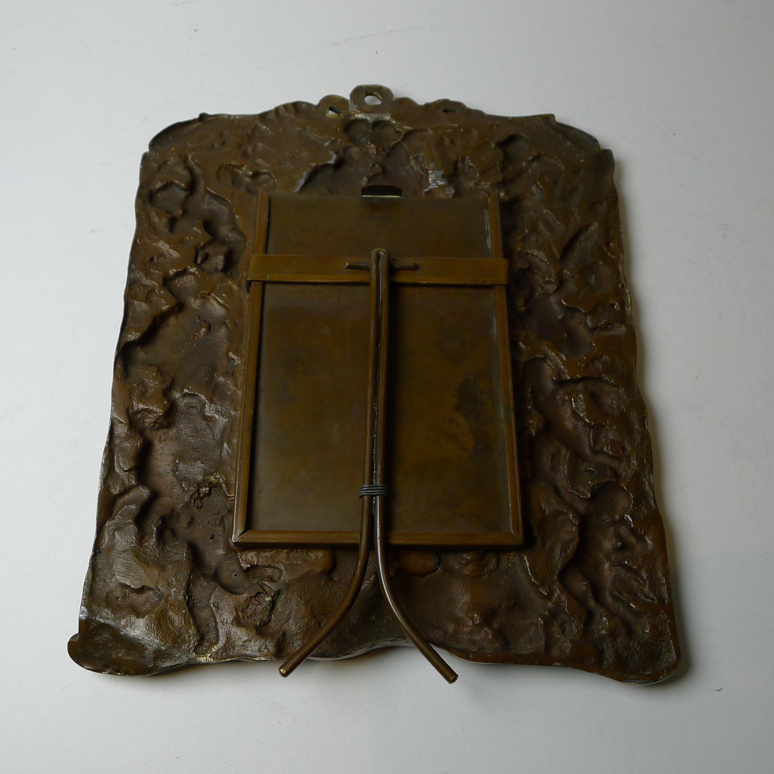 Magnificent Large Antique French Photograph / Picture Frame c.1900, Cherubs For Sale 3