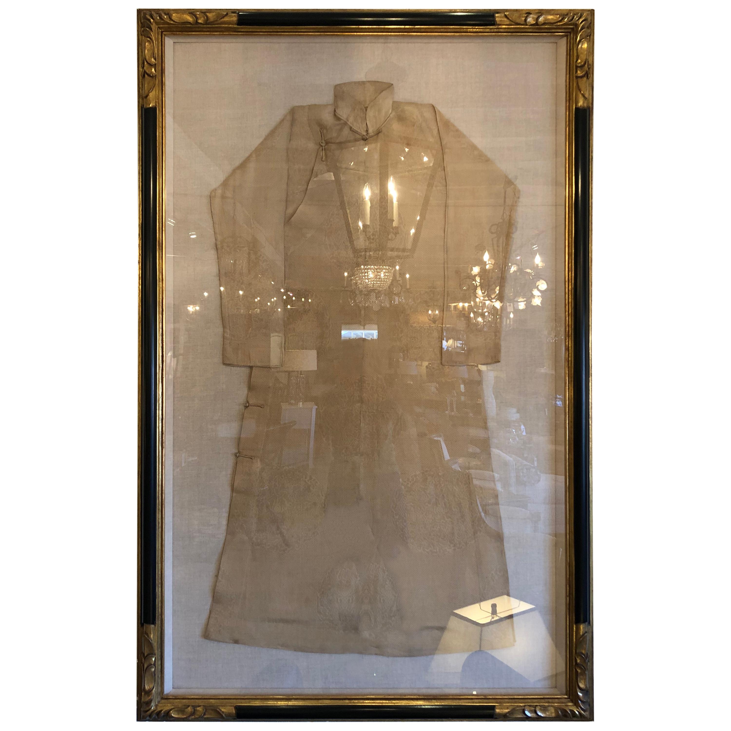 Magnificent Large Antique Silk Kimono in Luxurious Frame