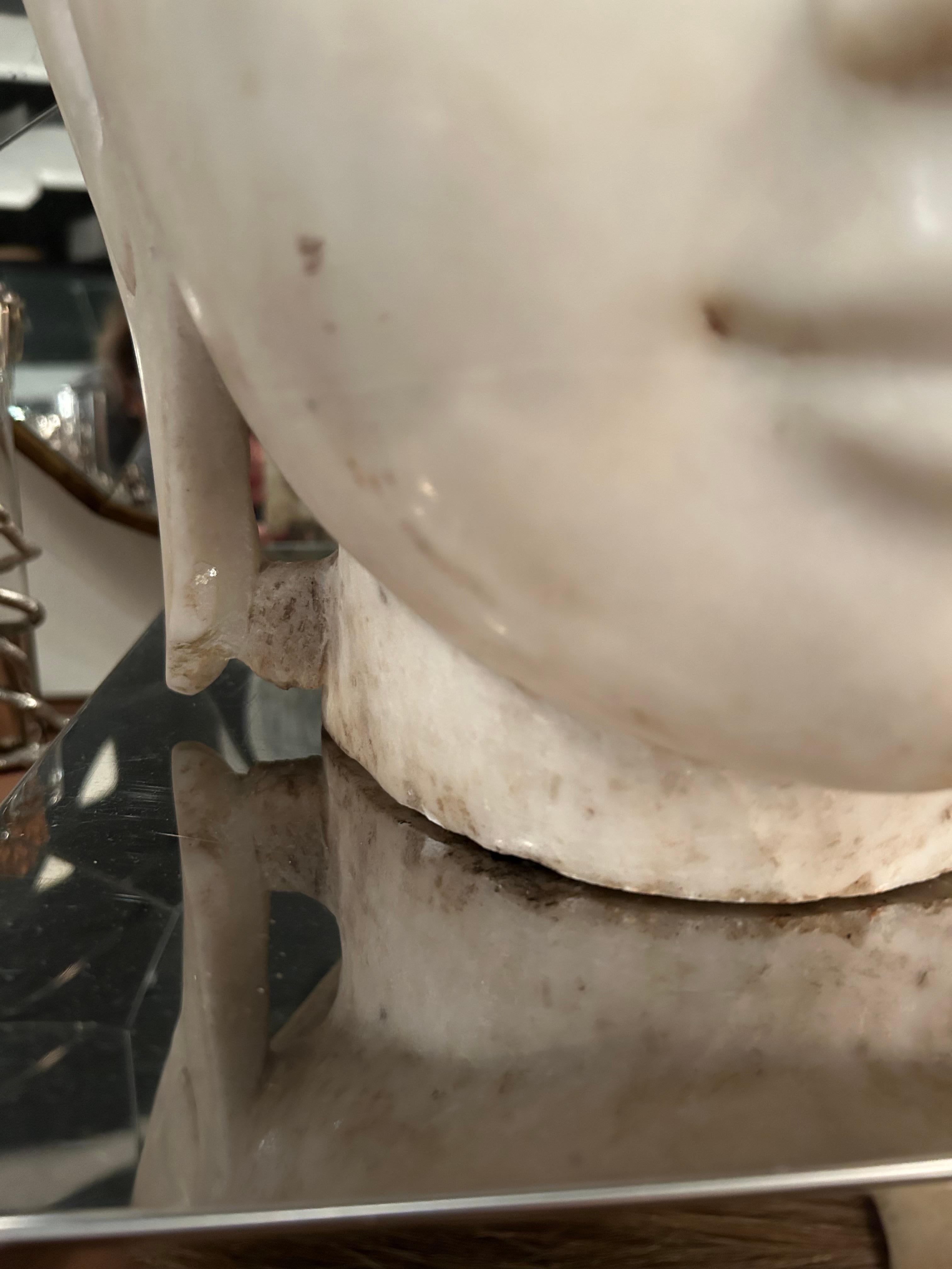 Magnificent Large Antique White Marble Buddha Head 6