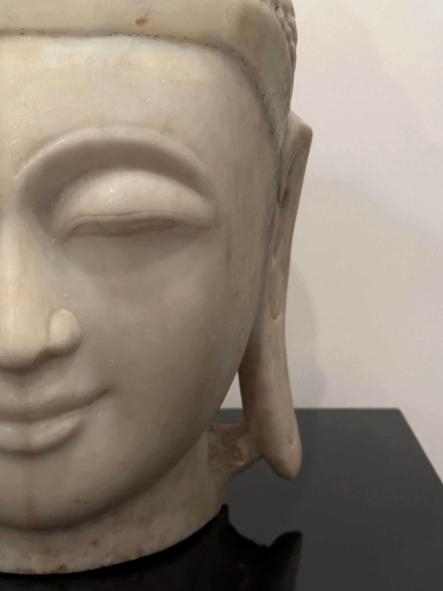 Magnificent Large Antique White Marble Buddha Head 2