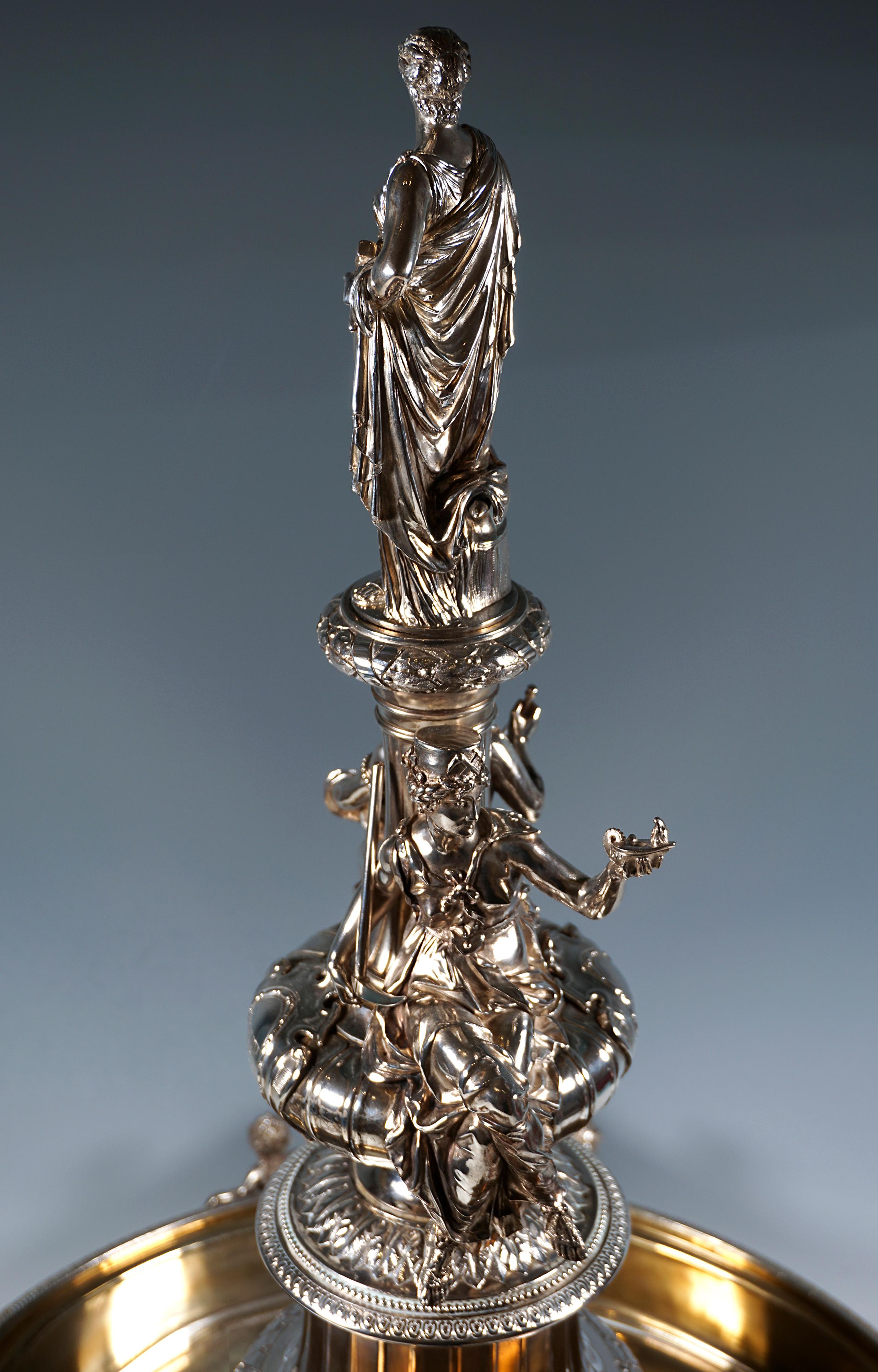 Magnífico centro de mesa grande de plata Art Nouveau, de J.C. Klinkosch Viena, 1884 en venta 5