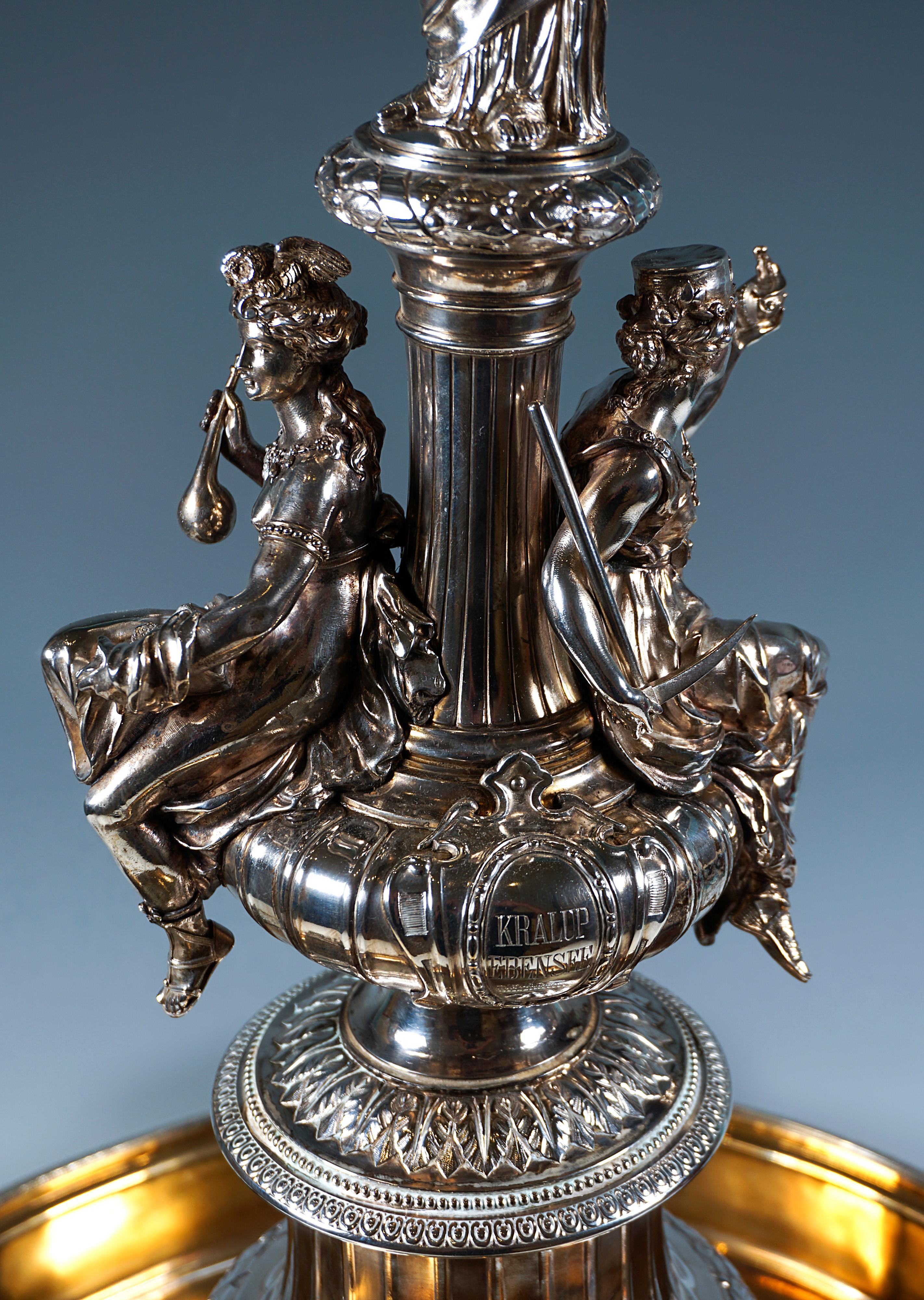 Magnífico centro de mesa grande de plata Art Nouveau, de J.C. Klinkosch Viena, 1884 en venta 1