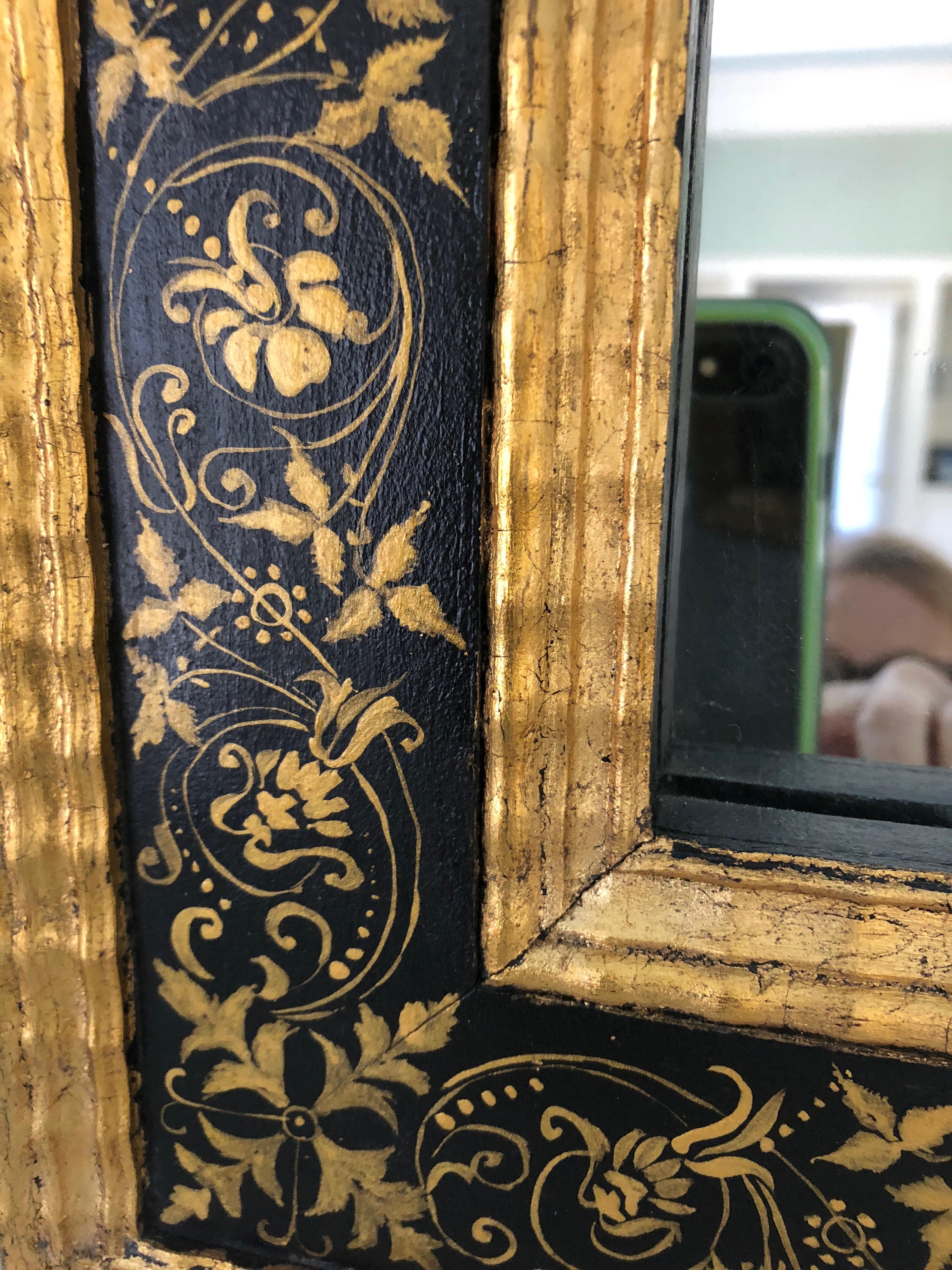 American Magnificent Large Black and Gold Regency Style Mirror For Sale