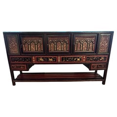 Magnificent Large Carved Antique Chinese Cabinet Console from Fujian Province