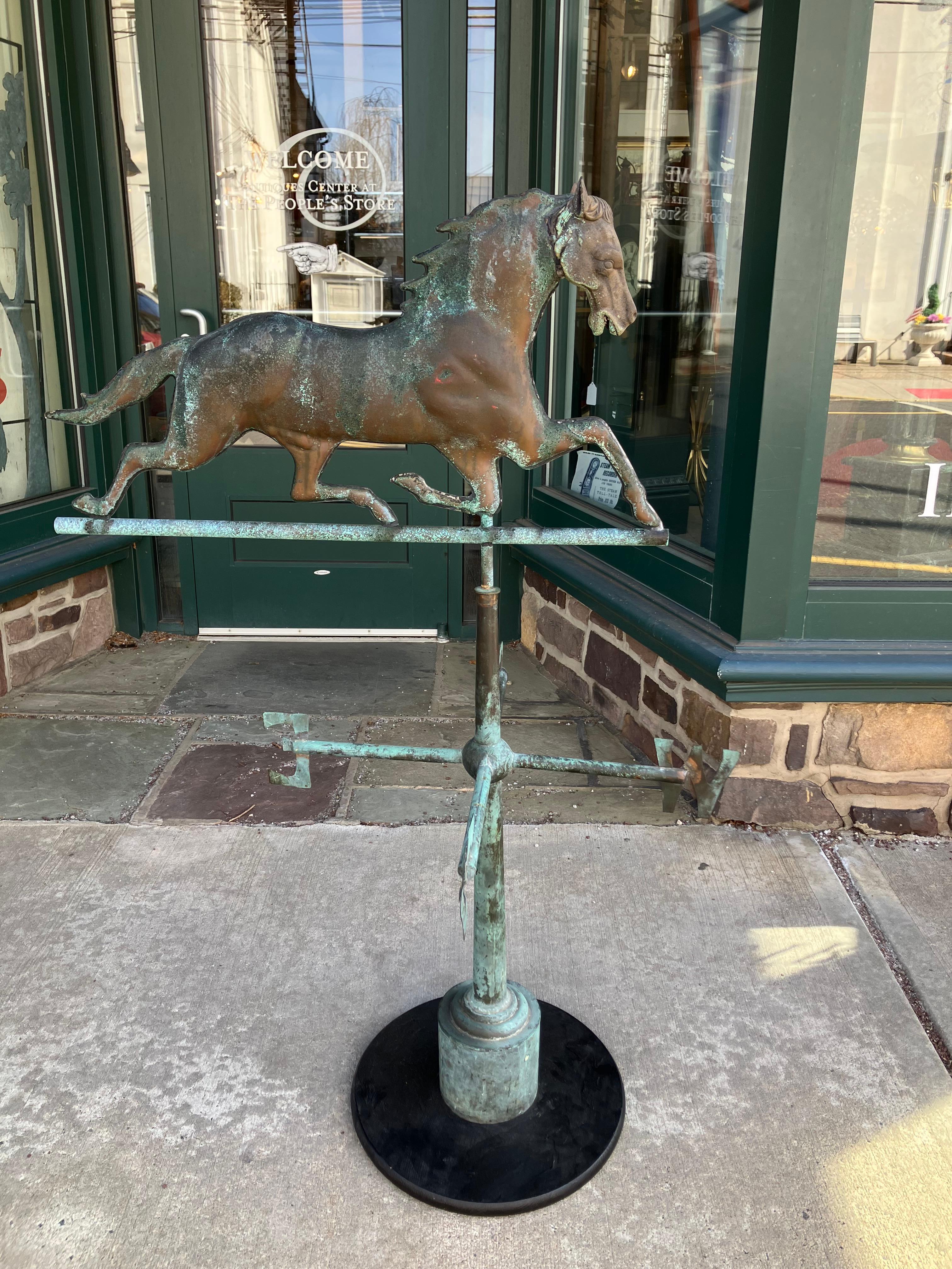 Magnificent Large Copper & Zinc Running Horse Weathervane Sculpture For Sale 4