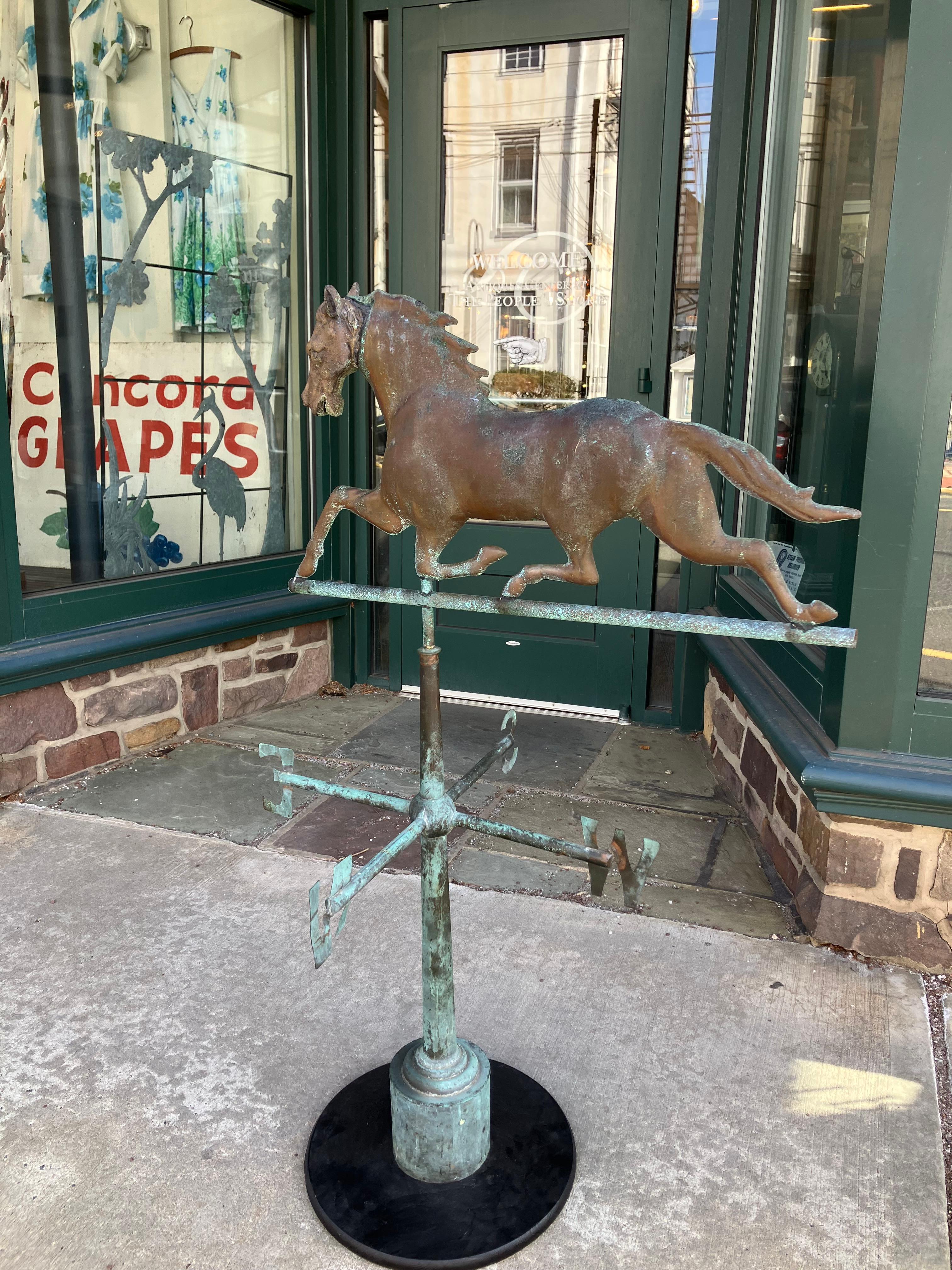 Magnificent Large Copper & Zinc Running Horse Weathervane Sculpture For Sale 5