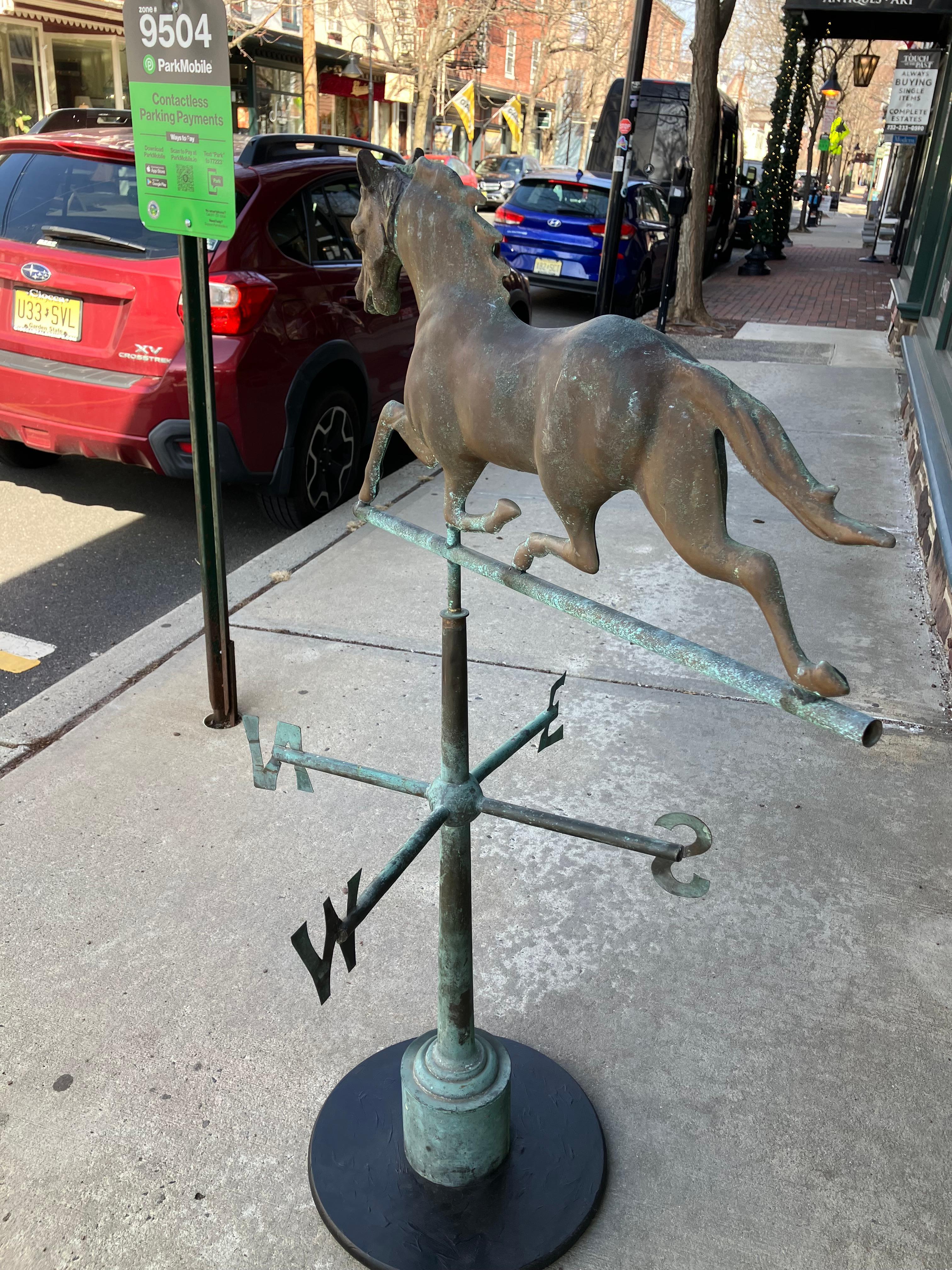 Magnificent Large Copper & Zinc Running Horse Weathervane Sculpture For Sale 6