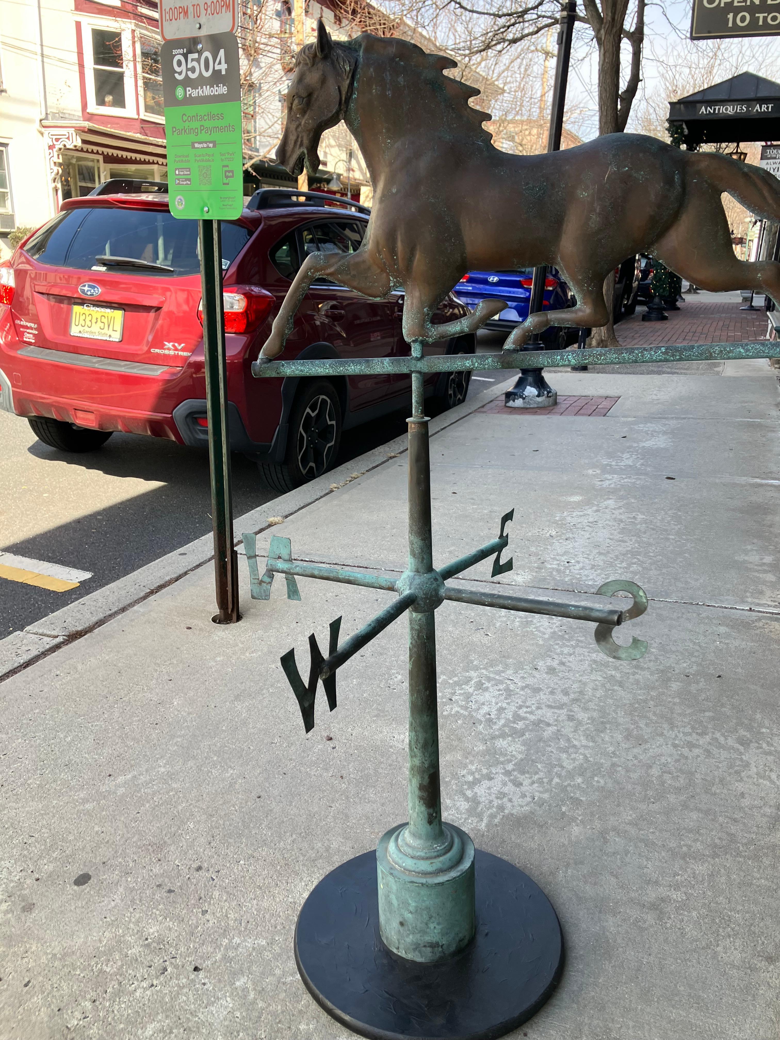 Magnificent Large Copper & Zinc Running Horse Weathervane Sculpture For Sale 7