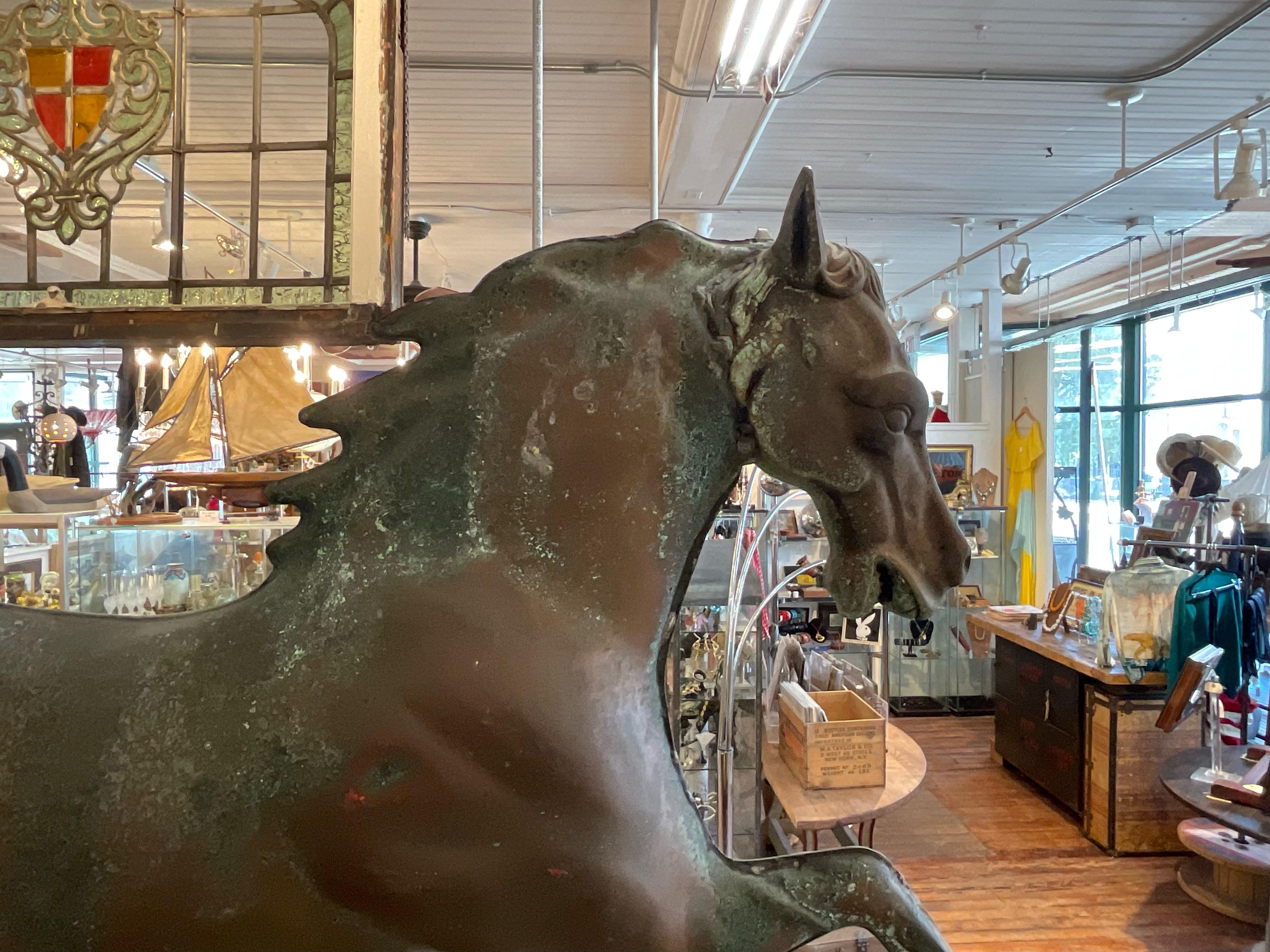 American Magnificent Large Copper & Zinc Running Horse Weathervane Sculpture For Sale