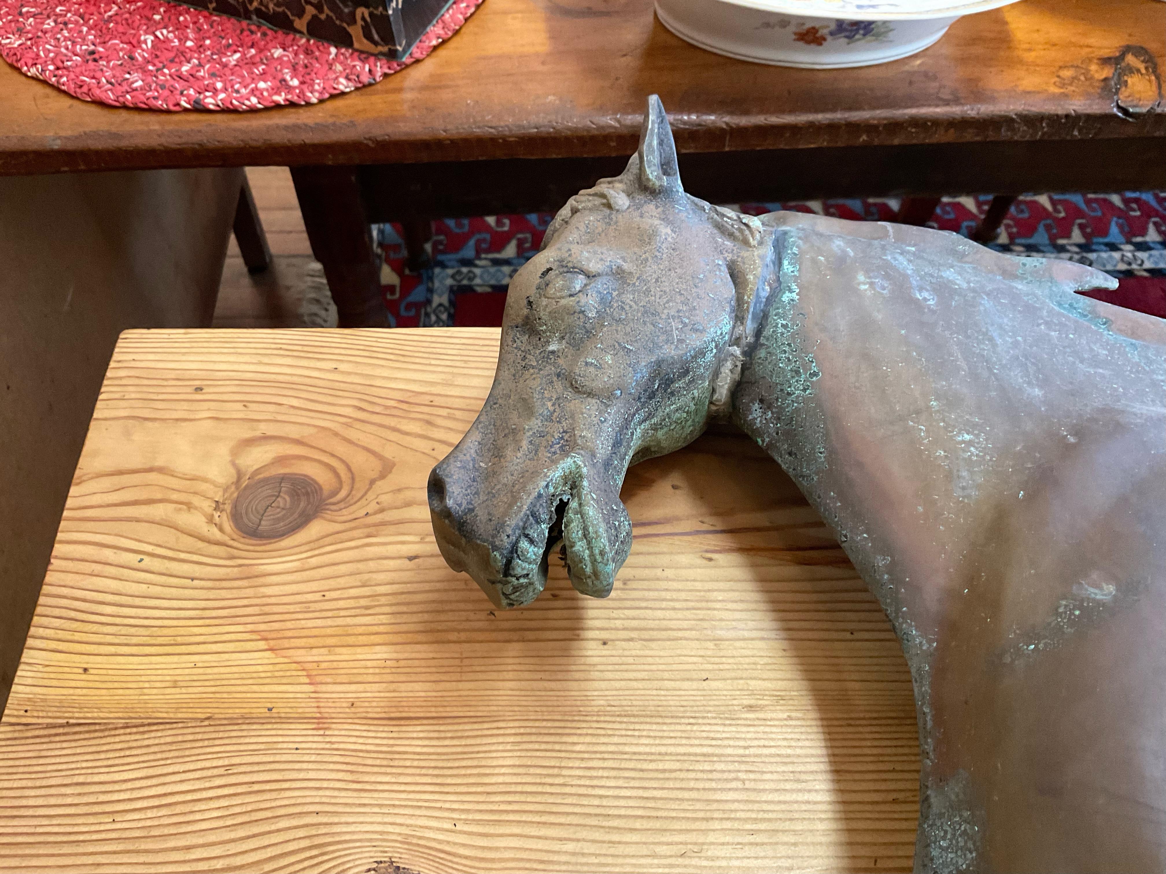 Magnificent Large Copper & Zinc Running Horse Weathervane Sculpture For Sale 1
