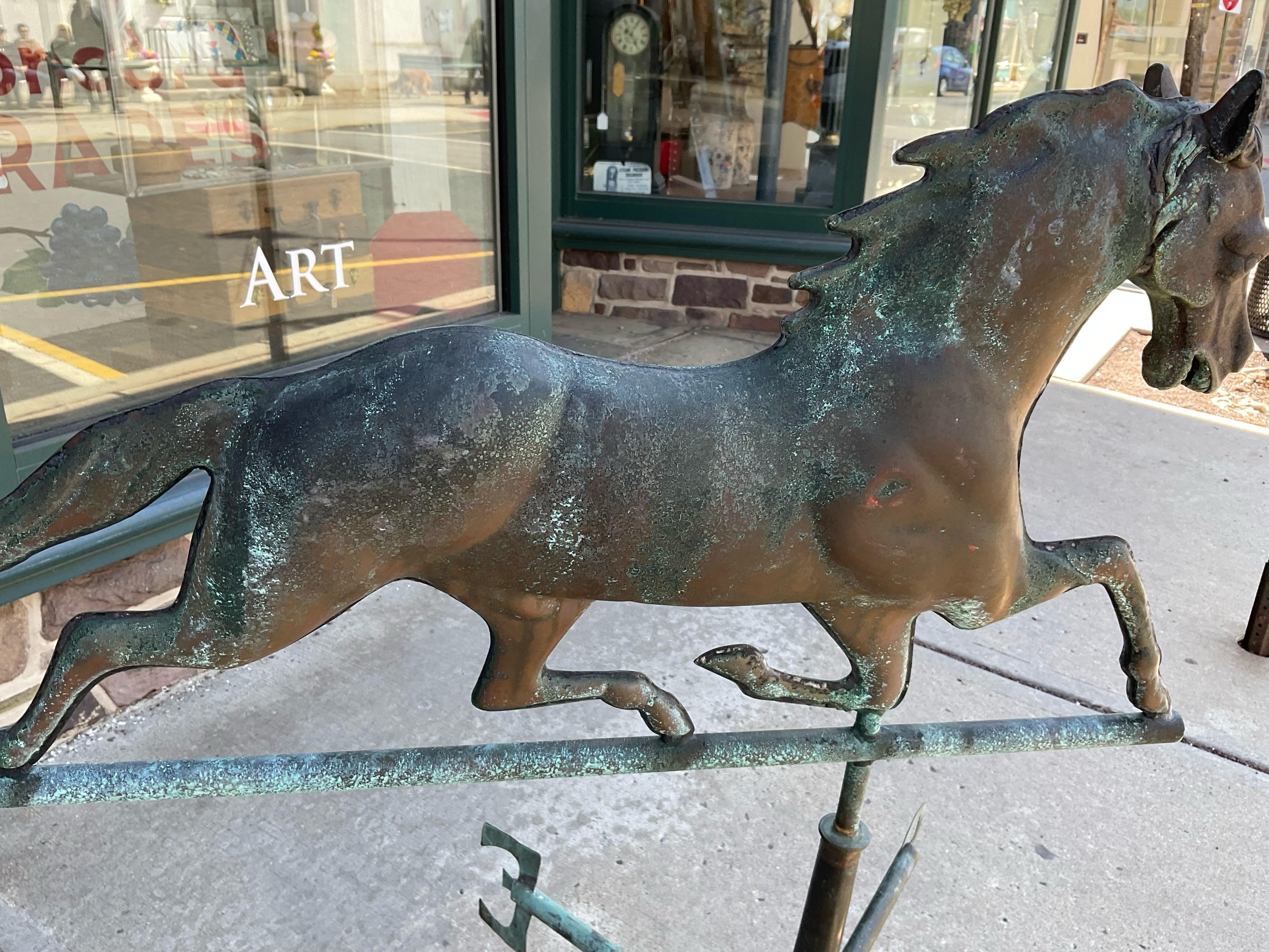 Magnificent Large Copper & Zinc Running Horse Weathervane Sculpture For Sale 2