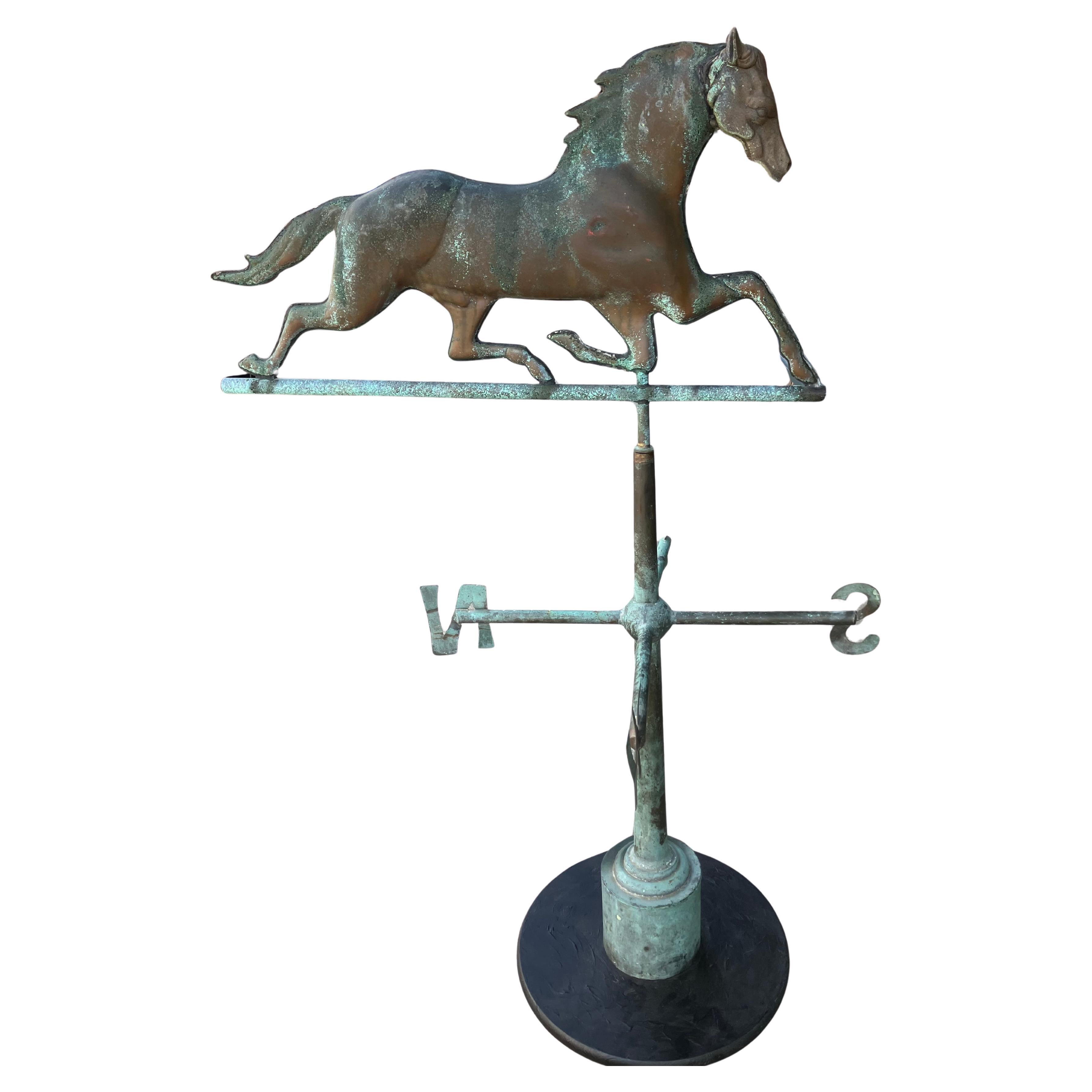 Magnificent Large Copper & Zinc Running Horse Weathervane Sculpture For Sale