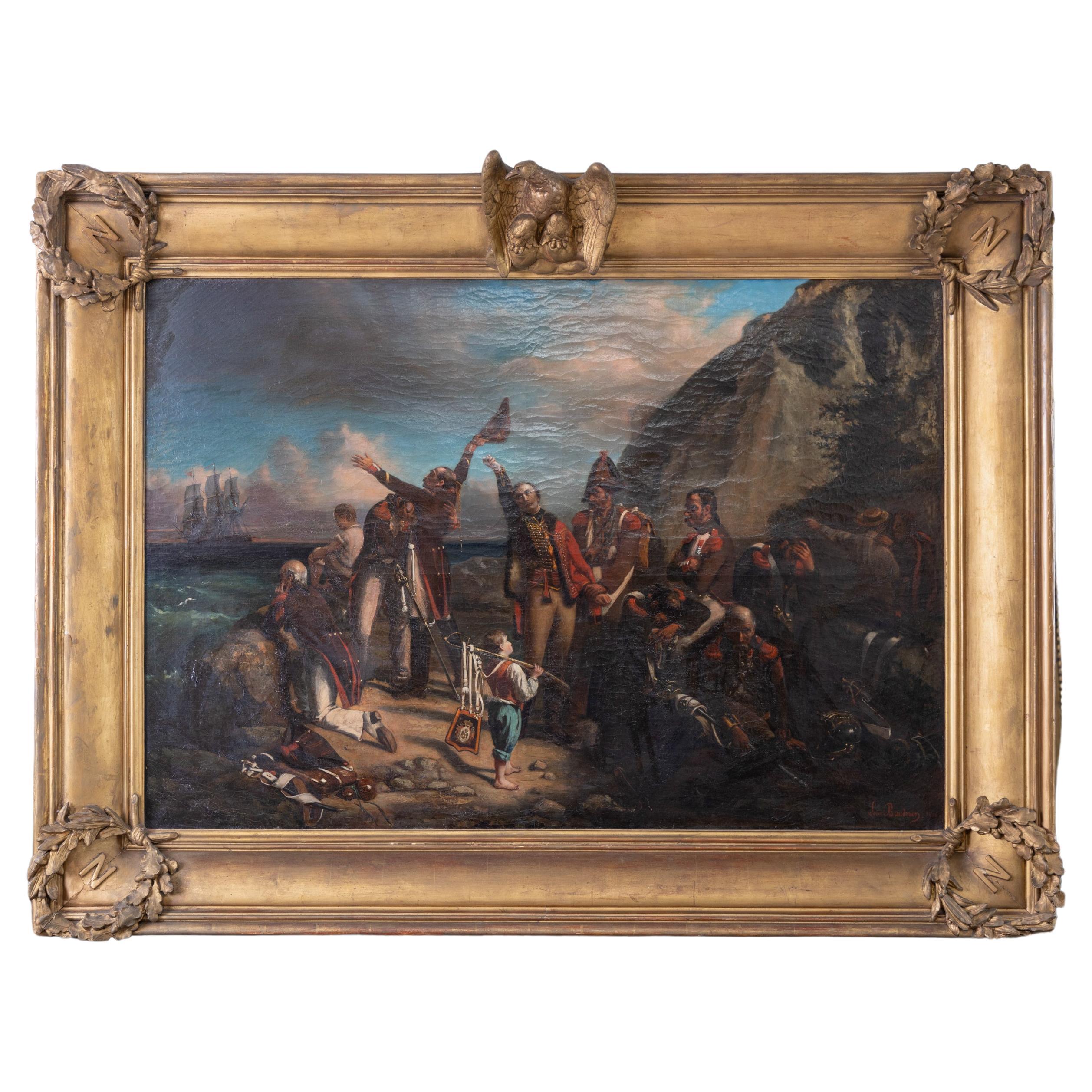 Magnificent Large French 19th Century Painting of Napoleon Exiled to Elba