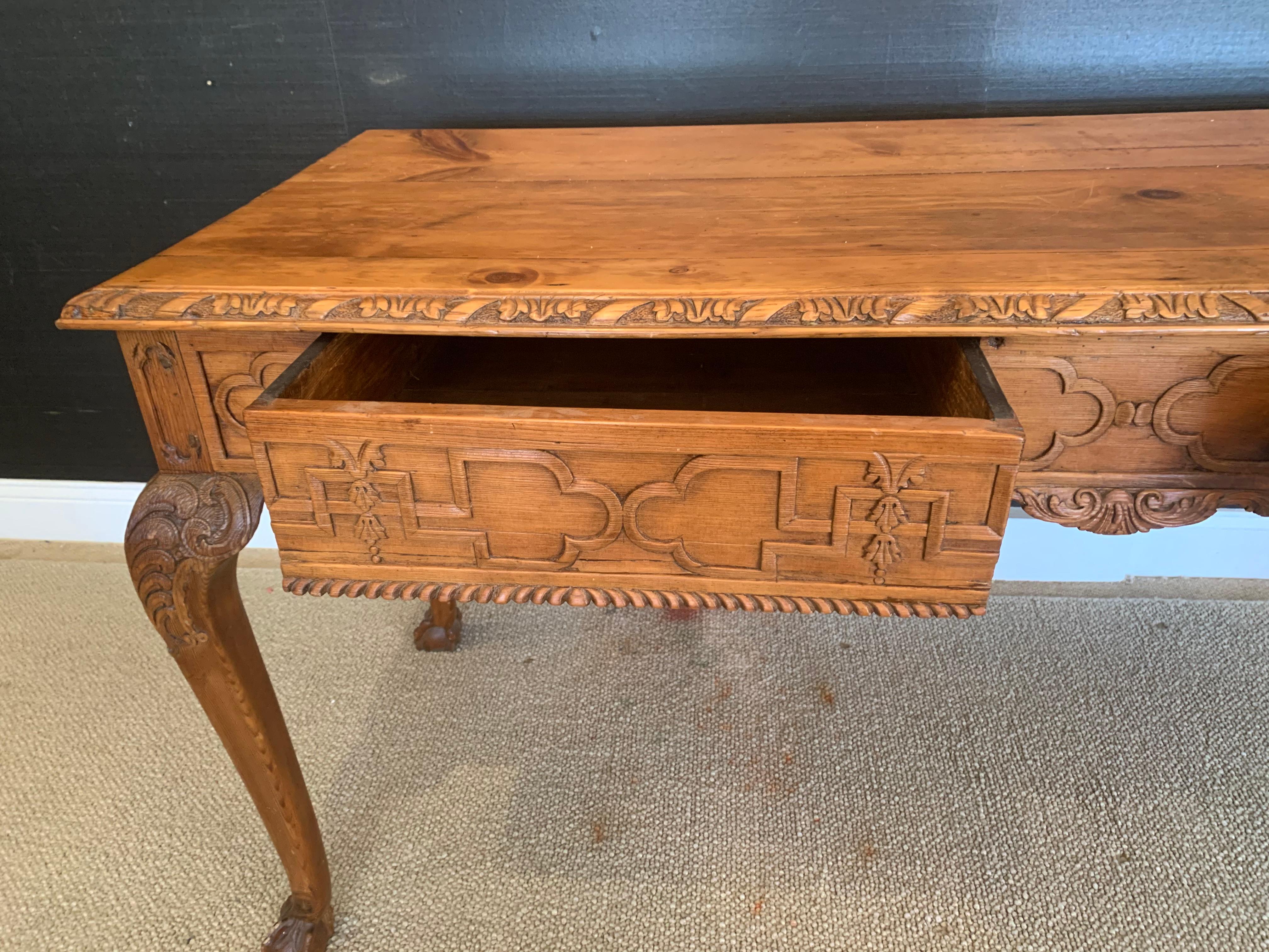 Magnificent Large Georgian Carved Wood Irish Serving Table Console In Good Condition In Hopewell, NJ